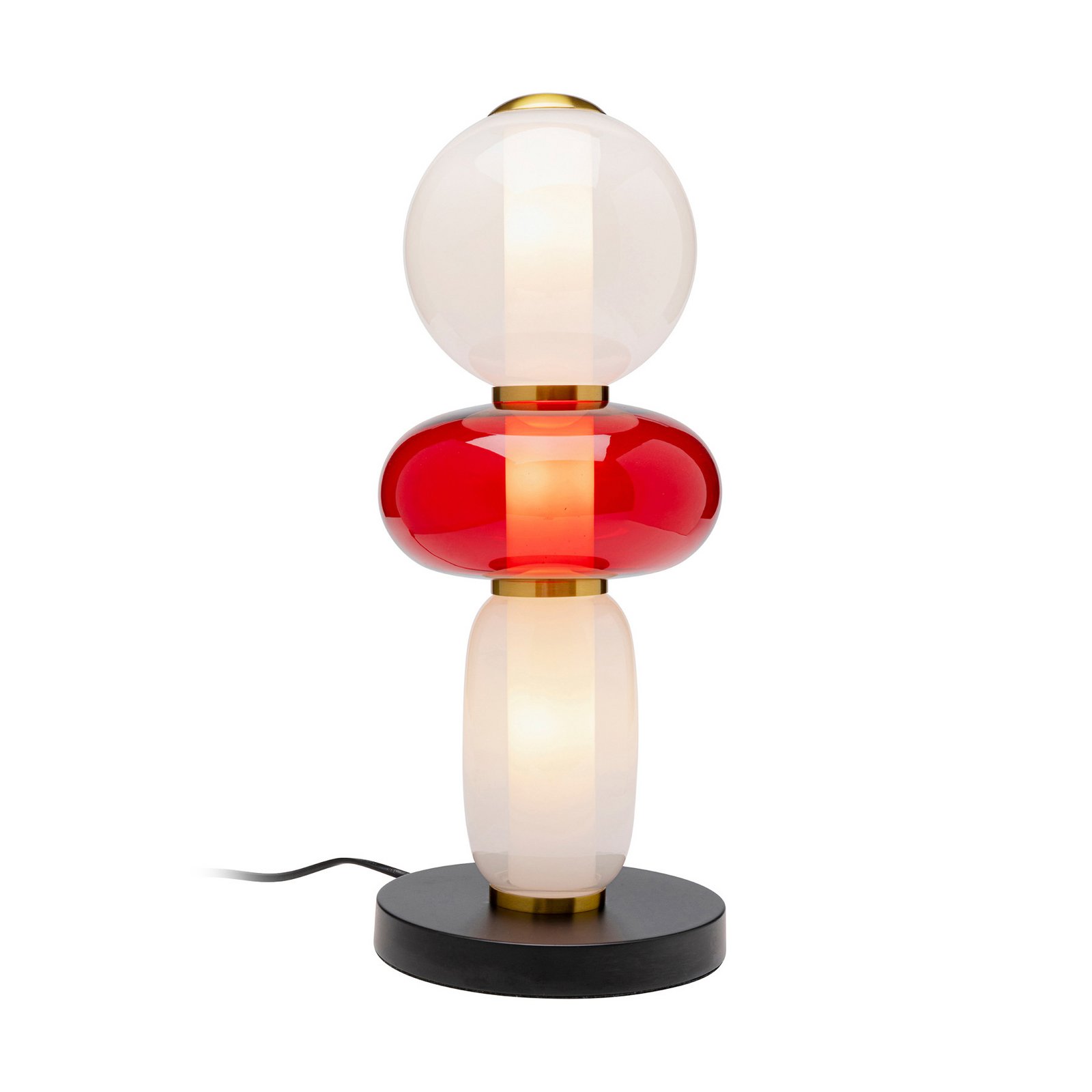 Kare galda lampa Sugar, balta/sarkana, stikls, 43 cm augsta, G9