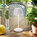 Lampă de masă cu baterie LED Brilo unplugged Riffle, 20 cm, albă