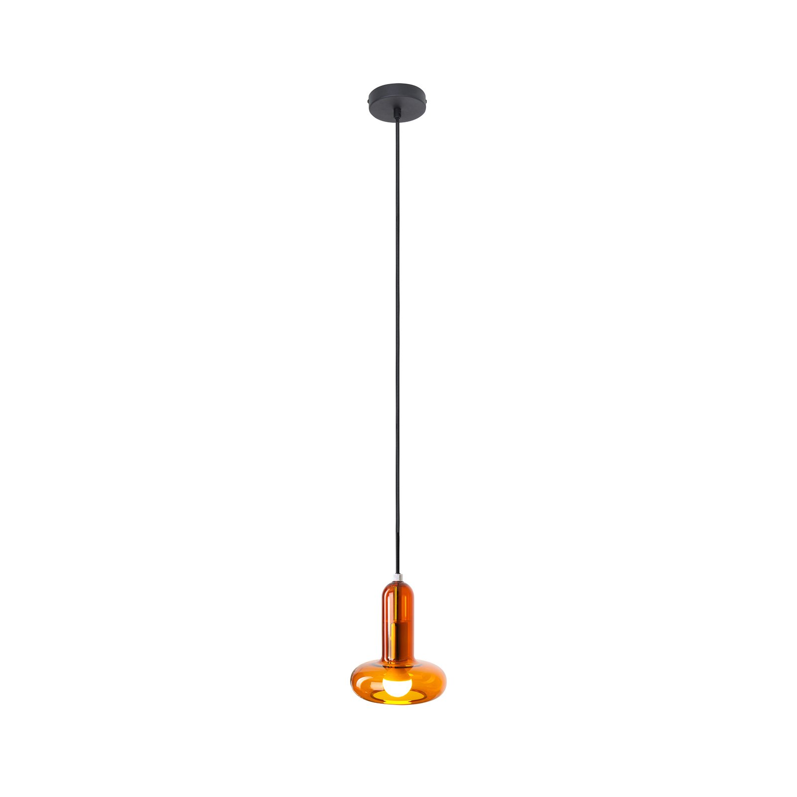 Hanglamp Perseus, amber, Ø 15 cm, glas, dimbaar