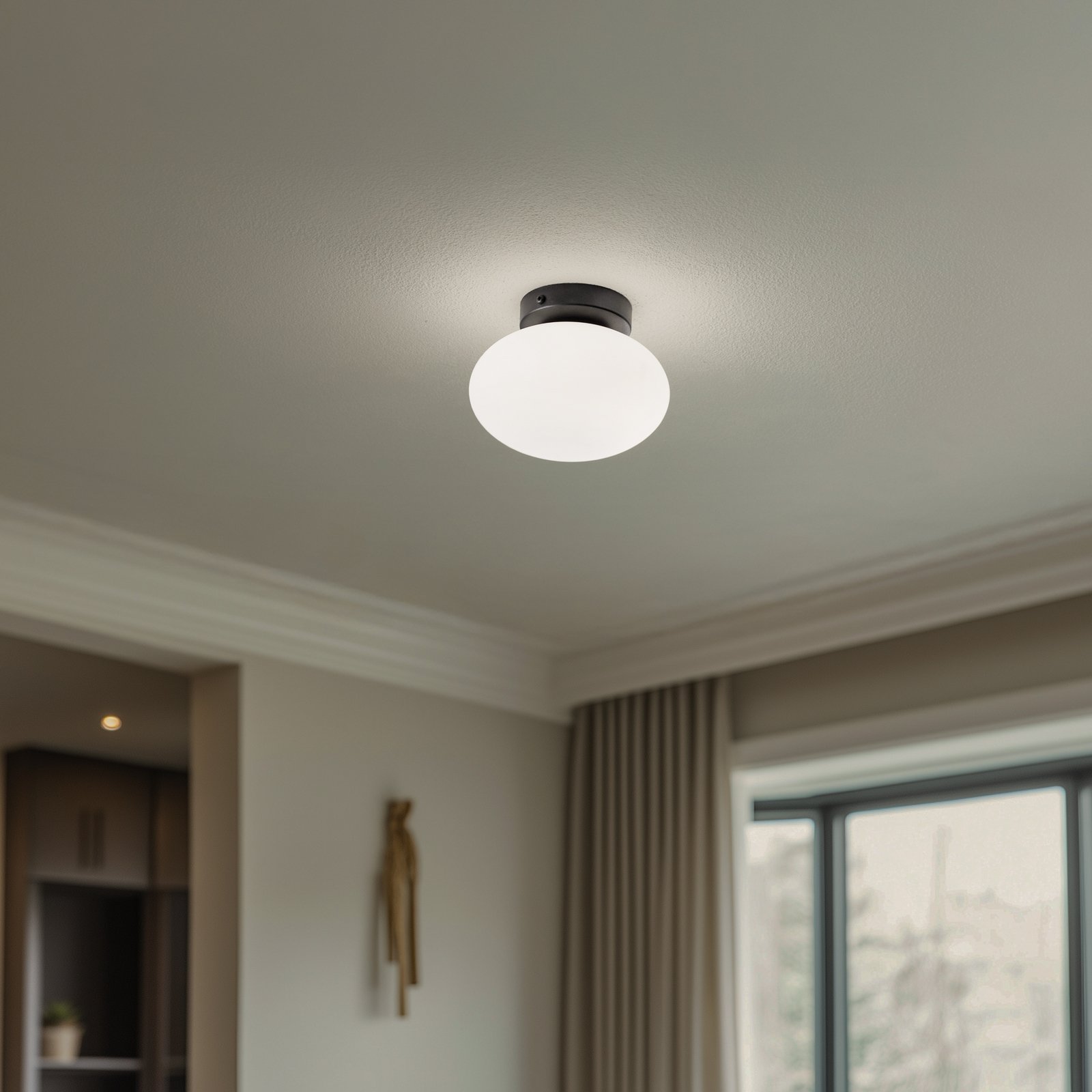 Deckenlampe Ufo, schwarz/weiß, Ø 18 cm, Glas, G9