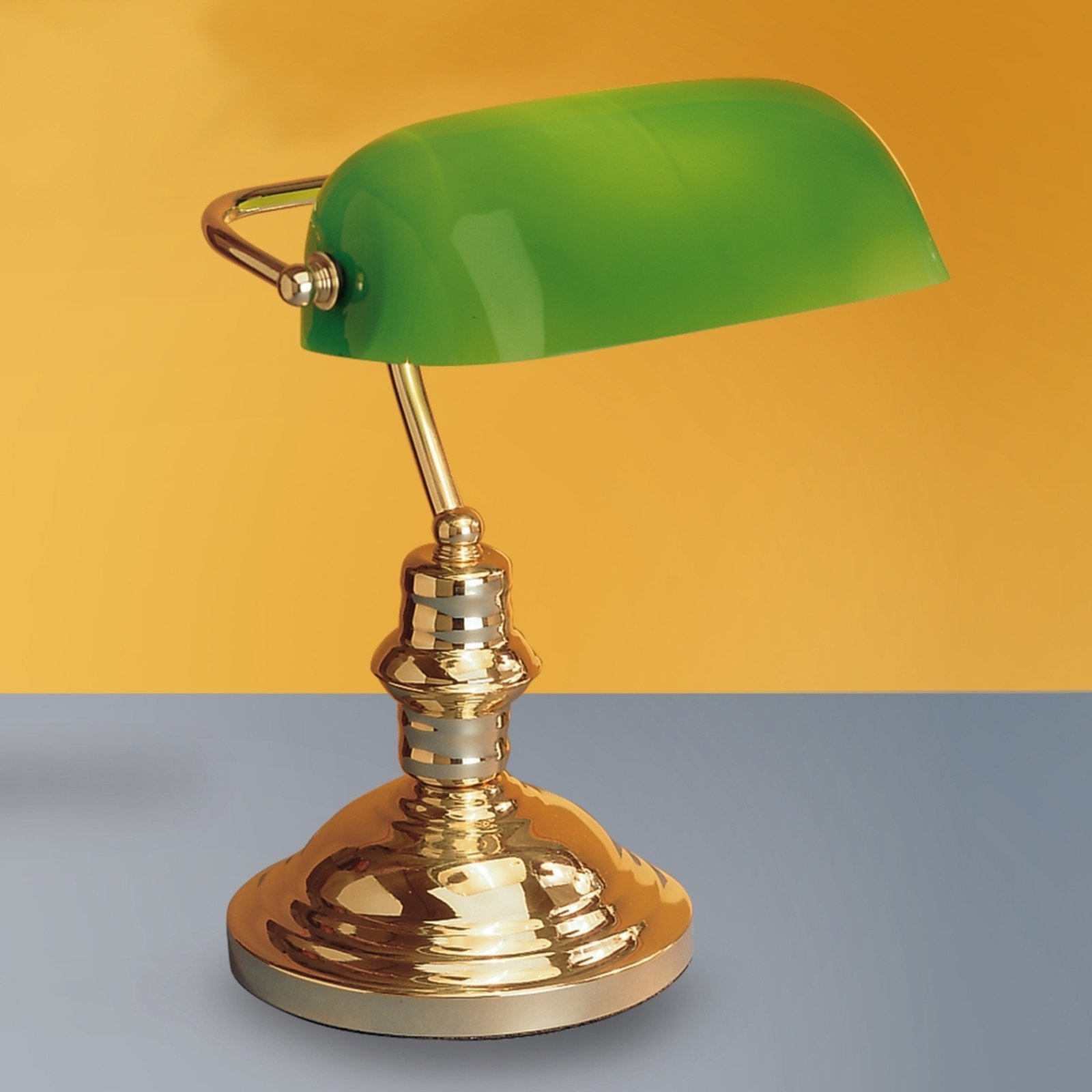 Настолна лампа Onella в банкерски стил, зелена
