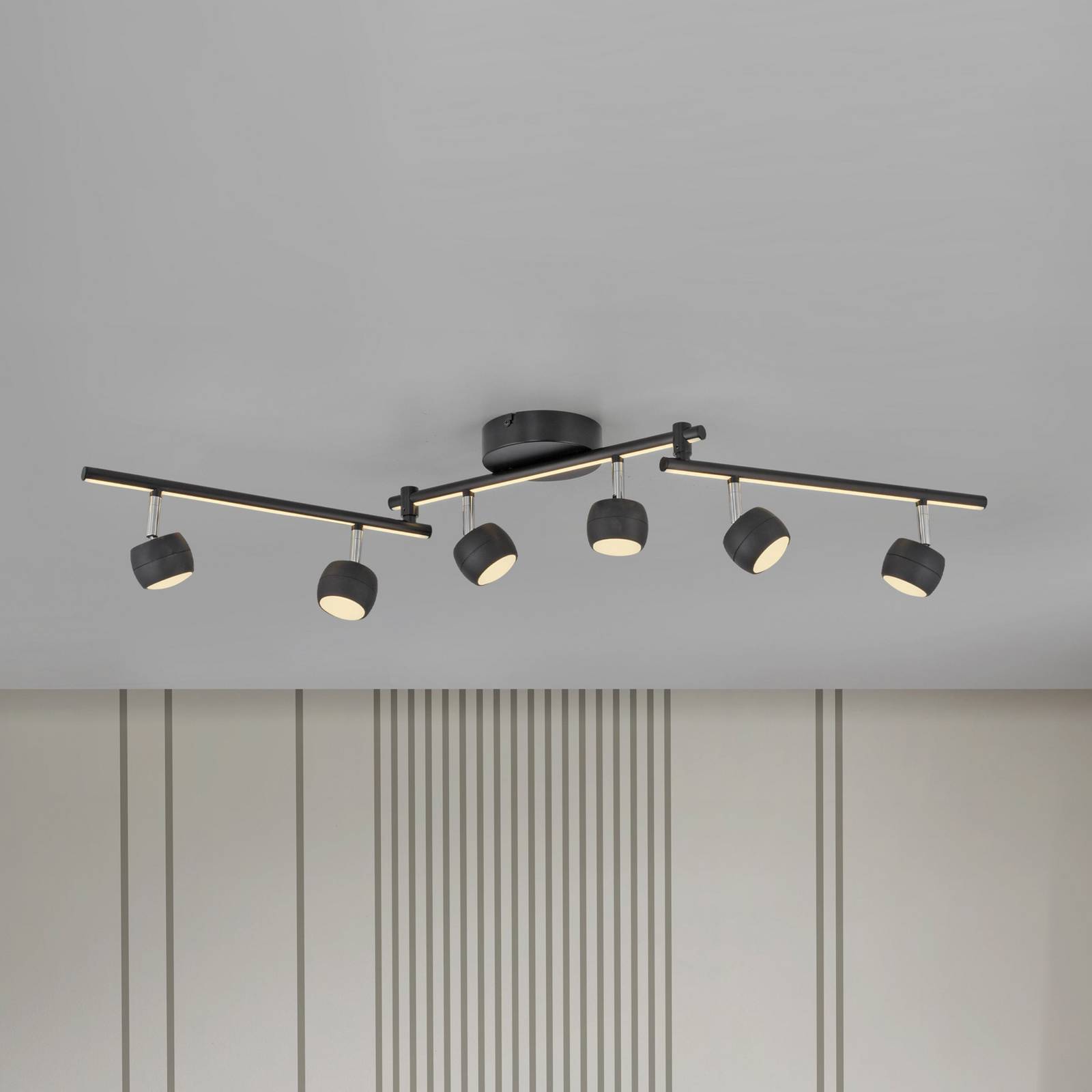 JUST LIGHT. LED-Deckenspot Jarik, 6-fl., schwarz, 3.000 K günstig online kaufen