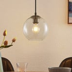 Lindby viseća lampa Firano, Ø 20 cm, 1 žarulja, antracit, staklo