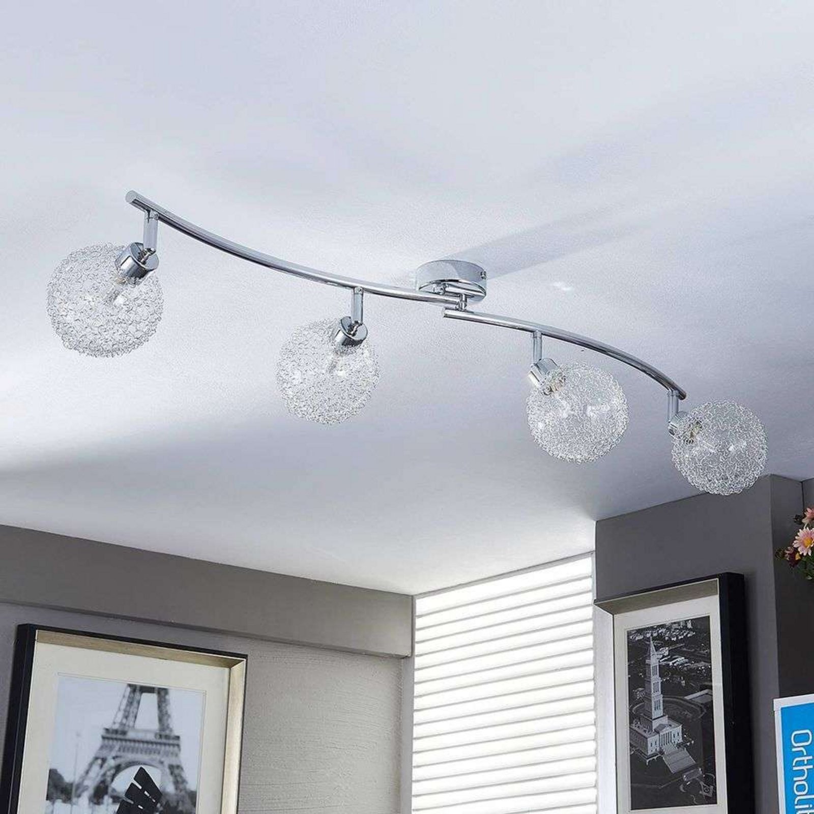Ticino 4 Ceiling Lamp Silver/Chrome - Lindby