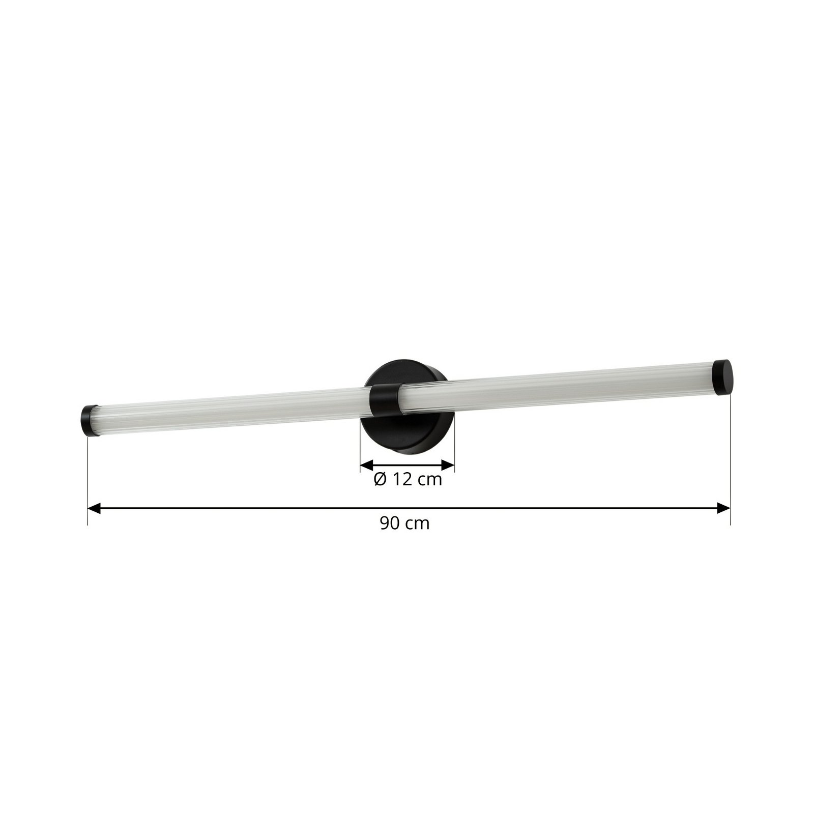 Lucande Melisa LED wall light, black, 90 cm, CCT, IP44
