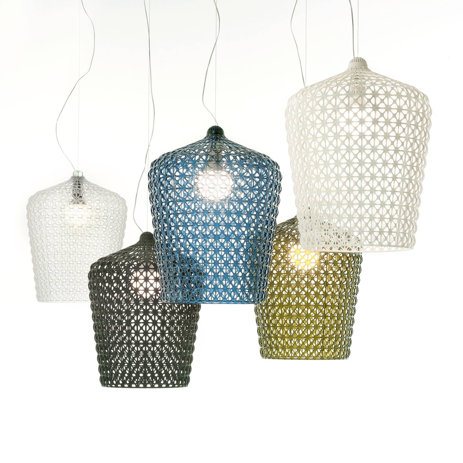 Designerska lampa wisząca Kabuki, przezroczysta