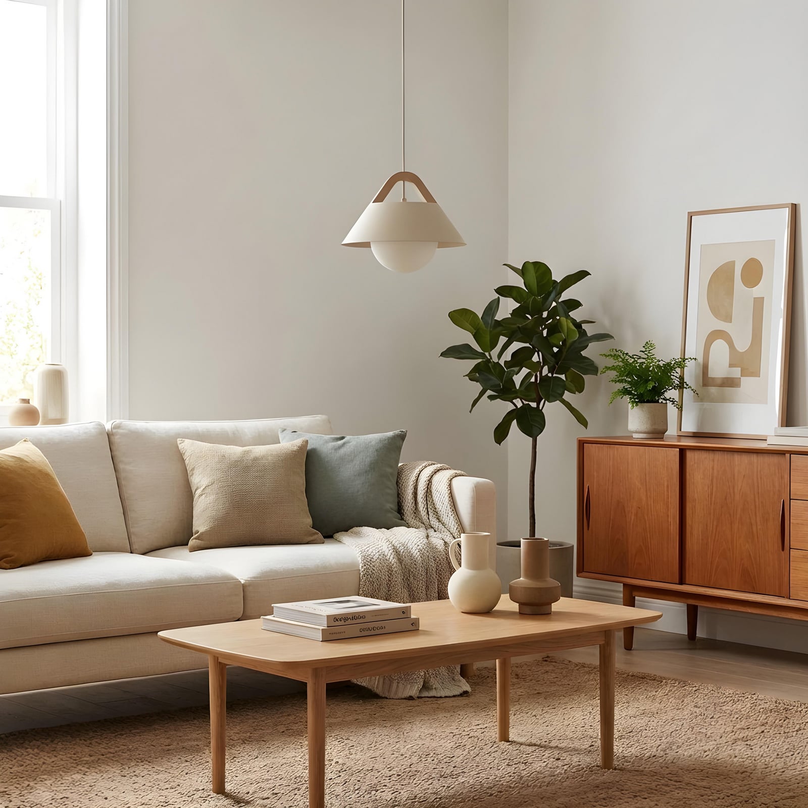 Hanglamp Funda, beige, Ø 30 cm, 1-lamp, metaal/glas Hanglamp Funda, beige, Ø 30 cm, 1-lamp, metaal/glas