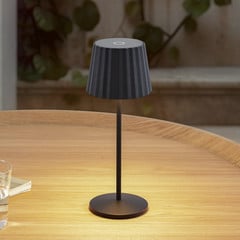 Lindby lampada da tavolo LED a batteria Esali, nera, metallo, IP54