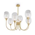 Maytoni pendant light Aura, gold-coloured, 6-bulb, glass