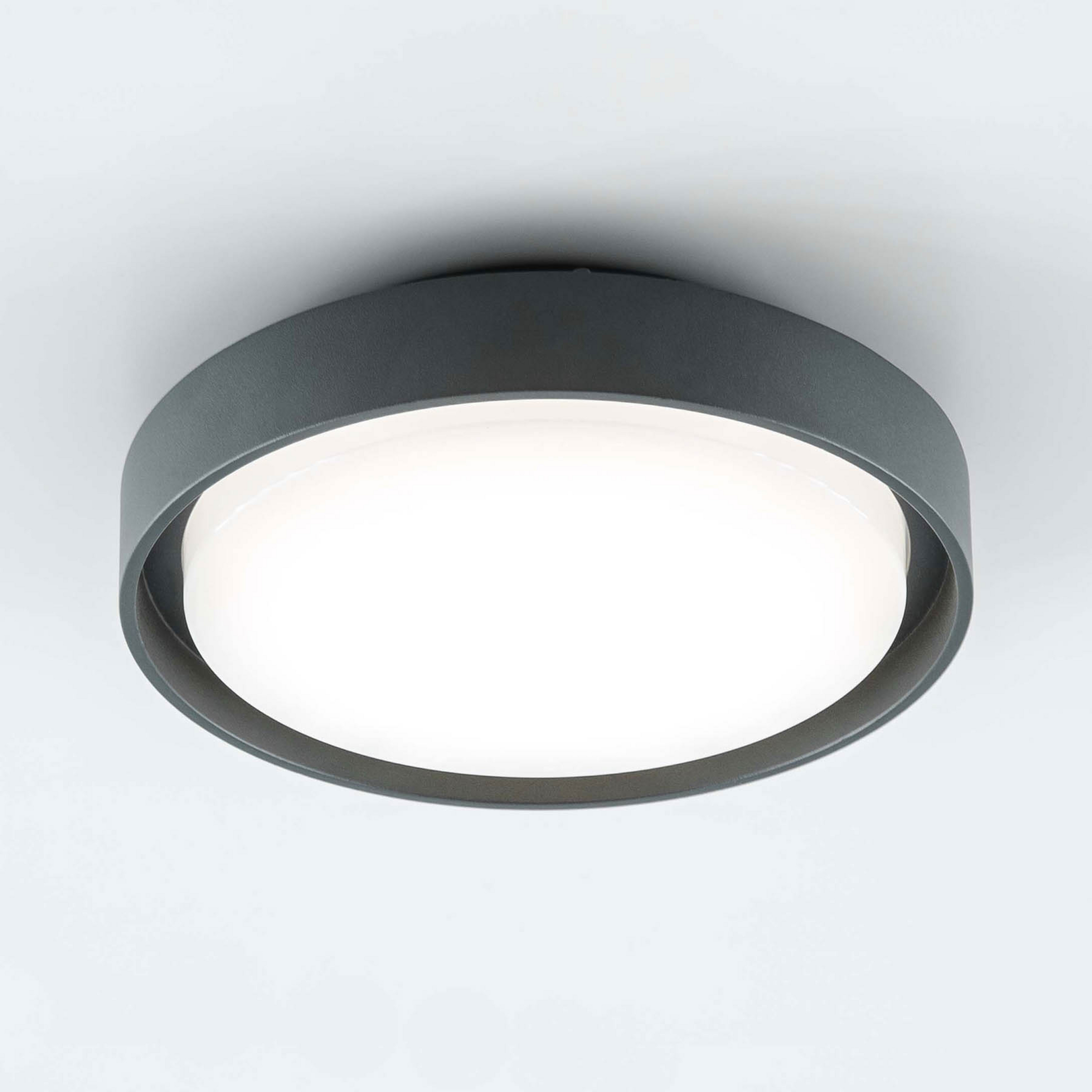 EVN LED vonkajšie stropné svietidlo Tectum, antracit, Ø 25 cm