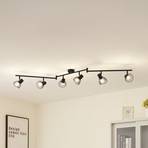 Lindby ceiling light Piena, black, 6-bulb, metal, 150cm