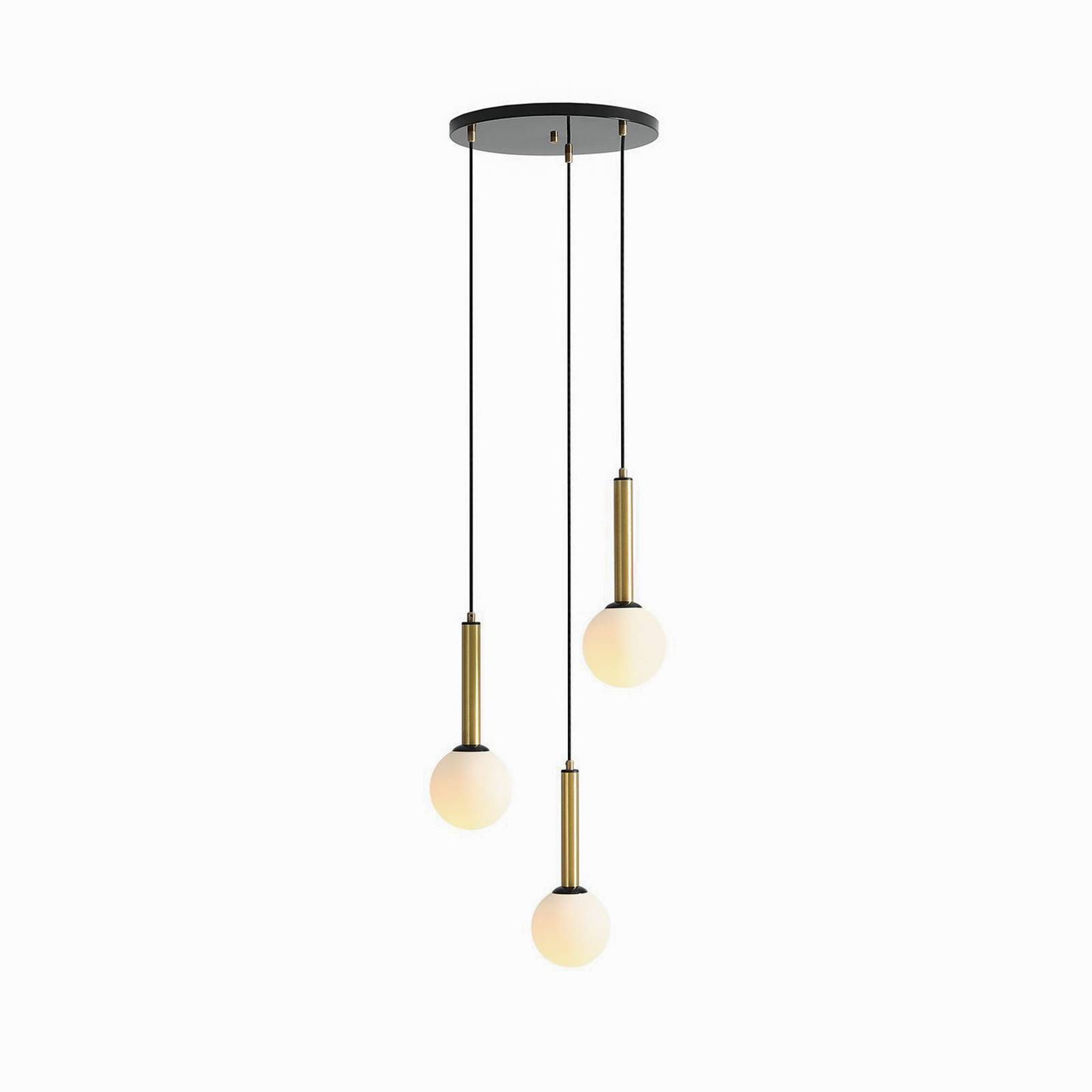 Suspension 1098E_1 à 3 lampes noire/laiton