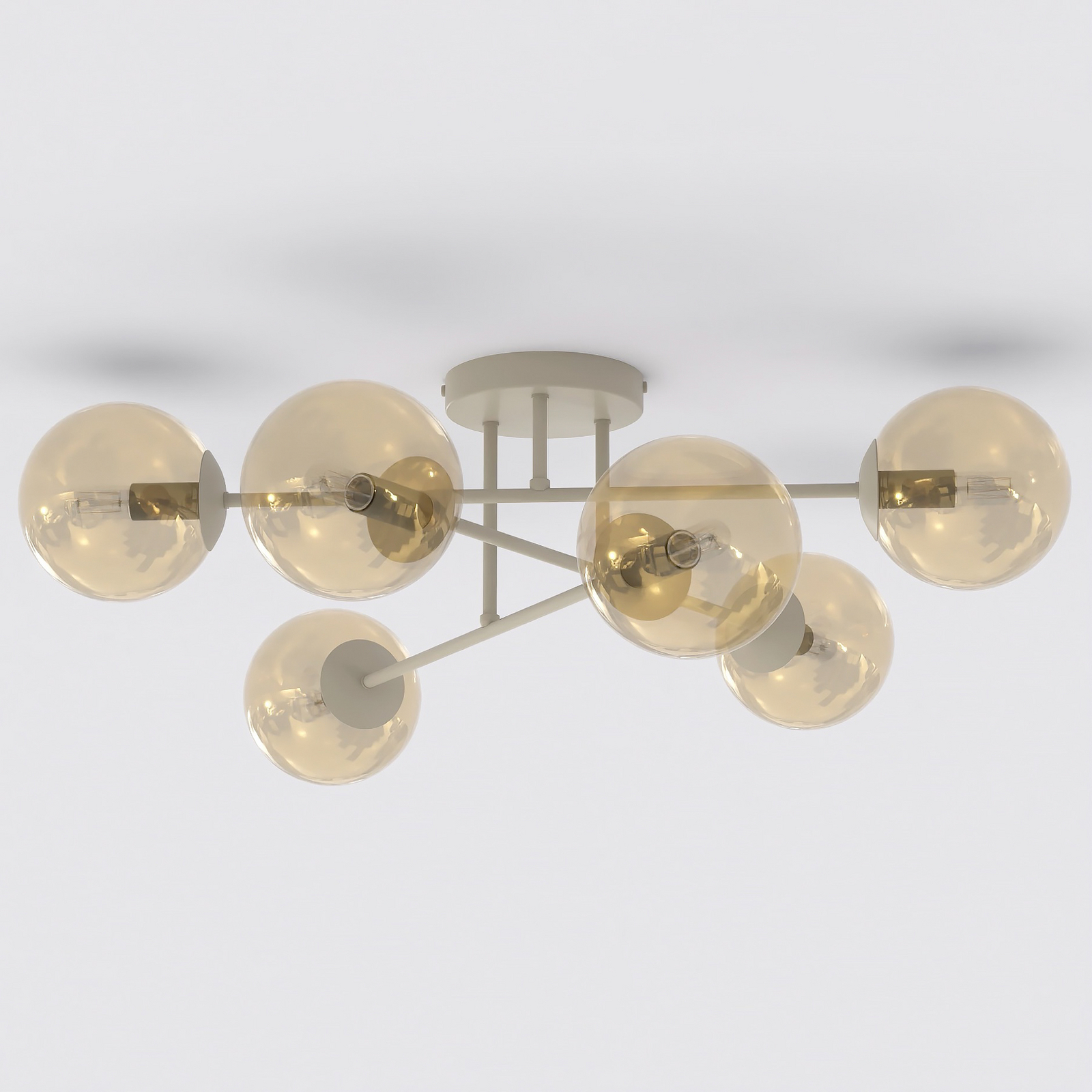 ROMA ceiling light, beige, Ø 75 cm, 6-bulb, glass/metal, E14 ROMA ceiling light, beige, Ø 75 cm, 6-bulb, glass/metal, E14