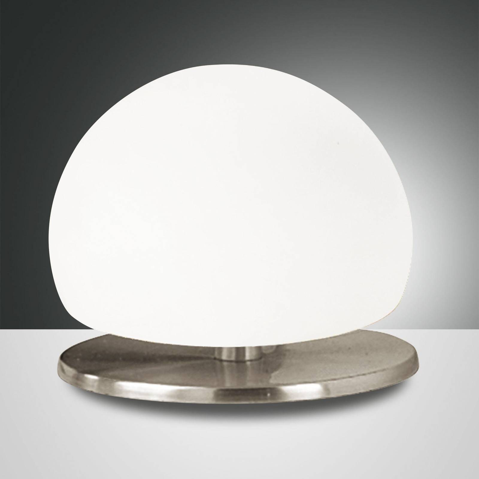 Stolná lampa Morgana, nikel / biela, dotykový stmievač, 3 000 K