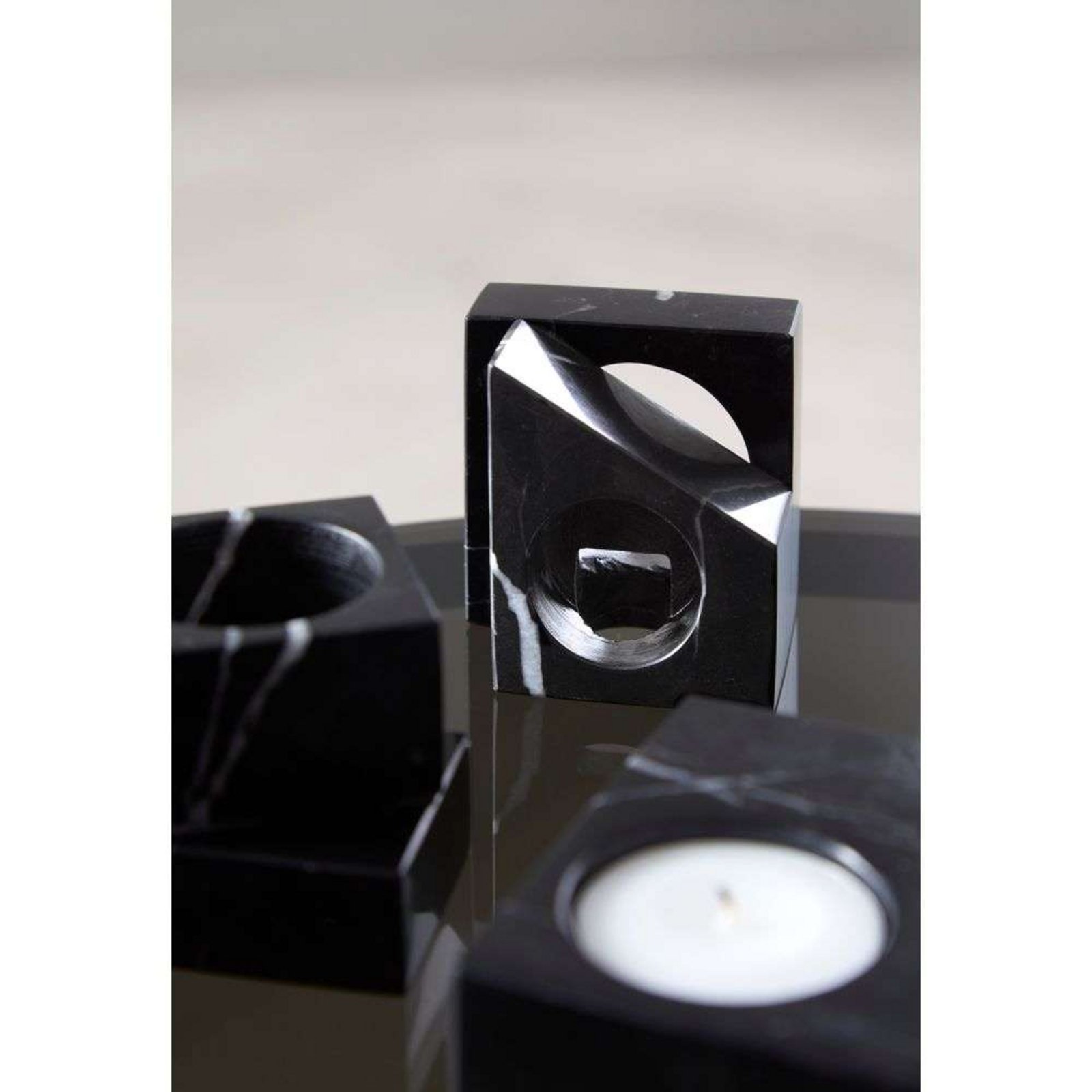 Jeu de dés 2 Candle Holder Black Marble - Woud