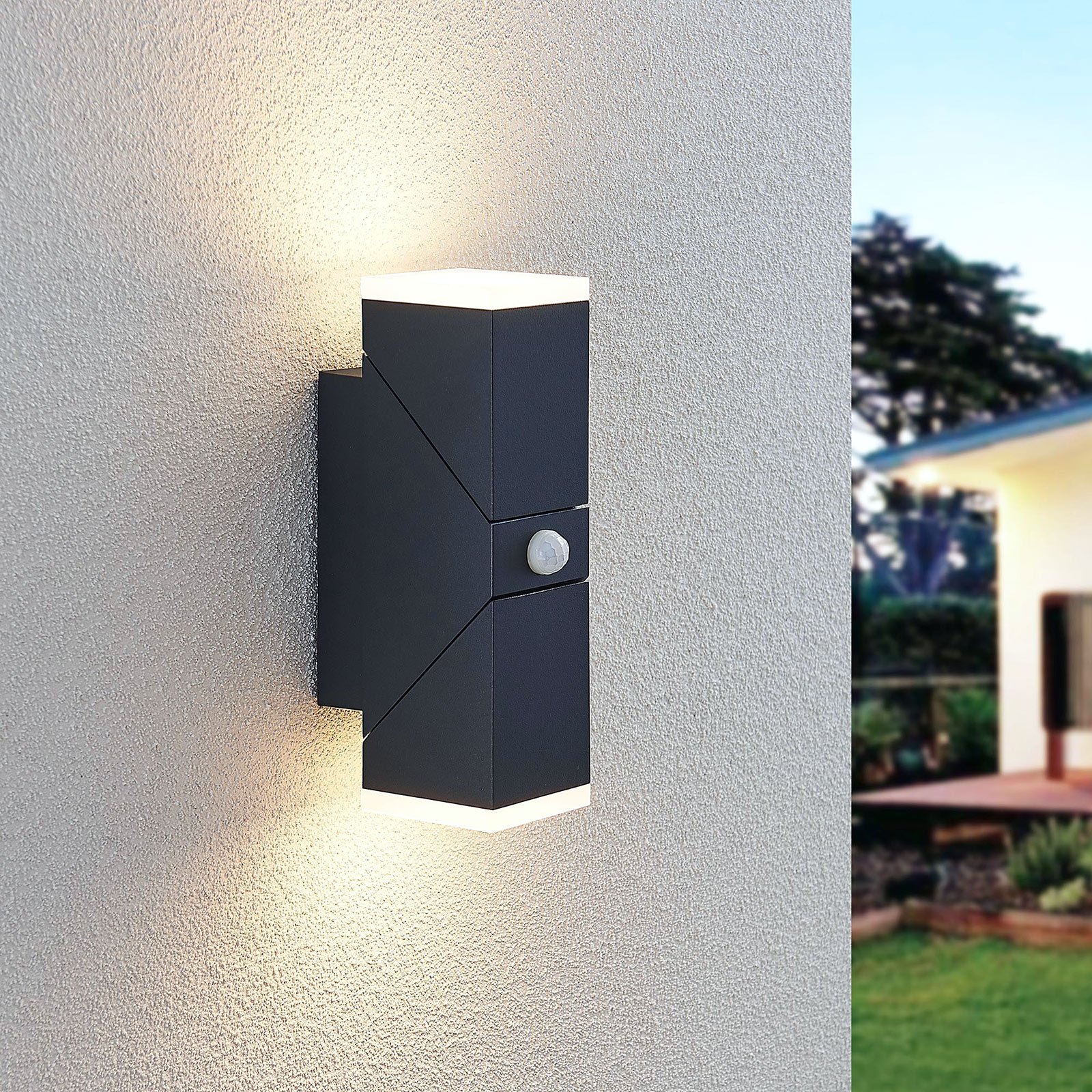 Sally Outdoor Wall Lamp w/Sensor Dark Grey/White - Lindby