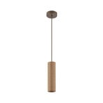 Lampă suspendată Lakewood, maro, lemn, Ø 10 cm, cu 1 bec