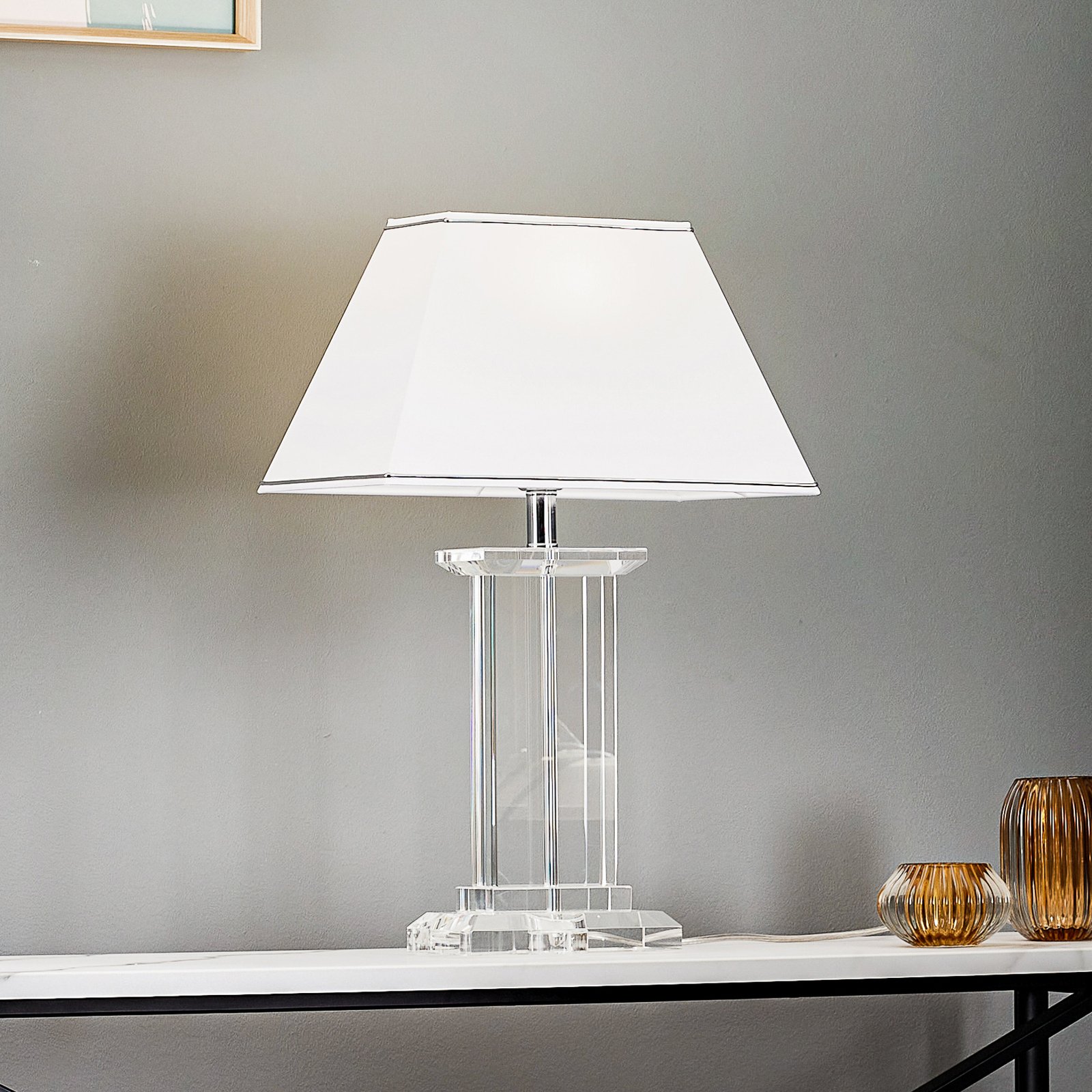 Veronique table lamp, wide base, white/chrome