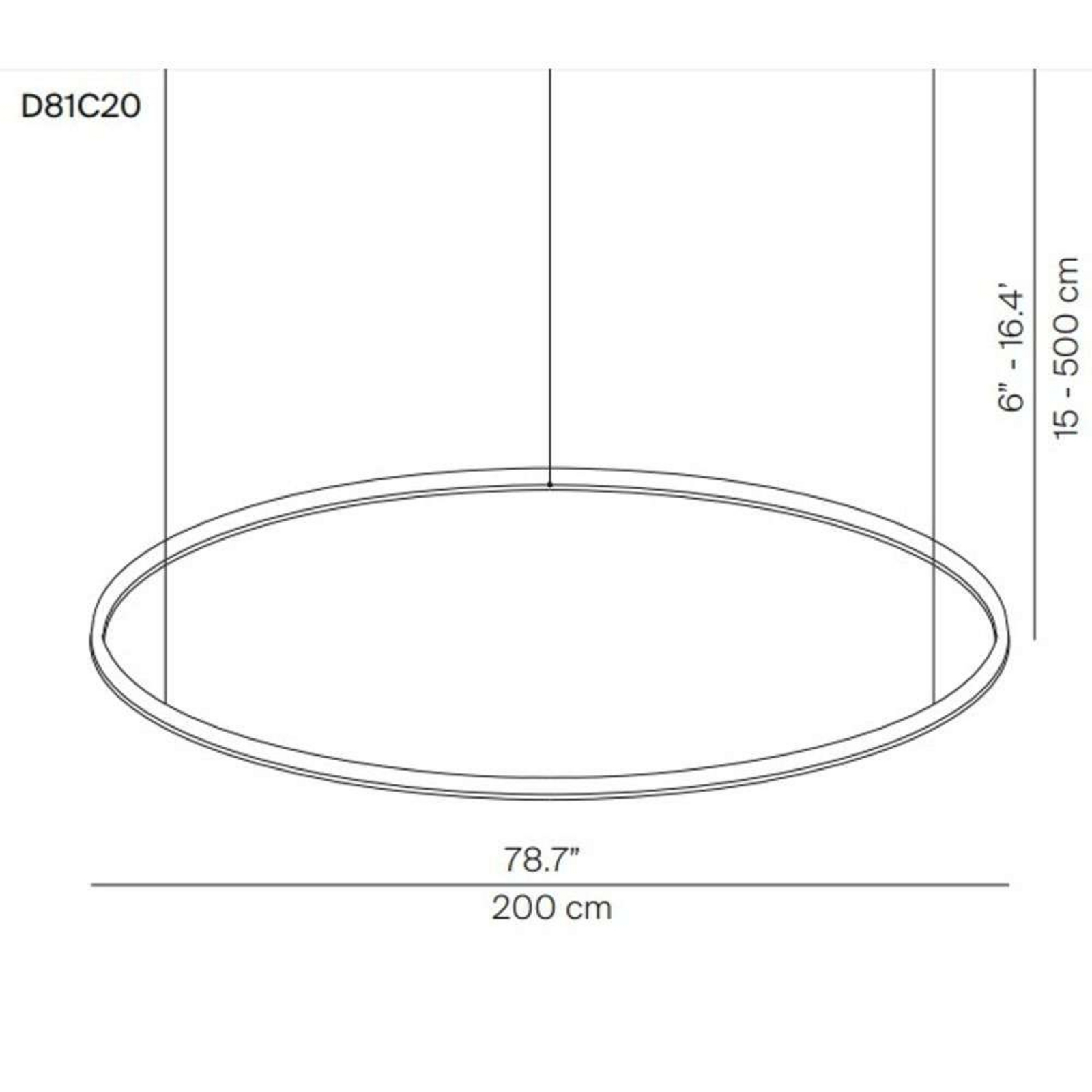 Compendium Circle LED Lustră Pendul Ø200 Black - Luceplan