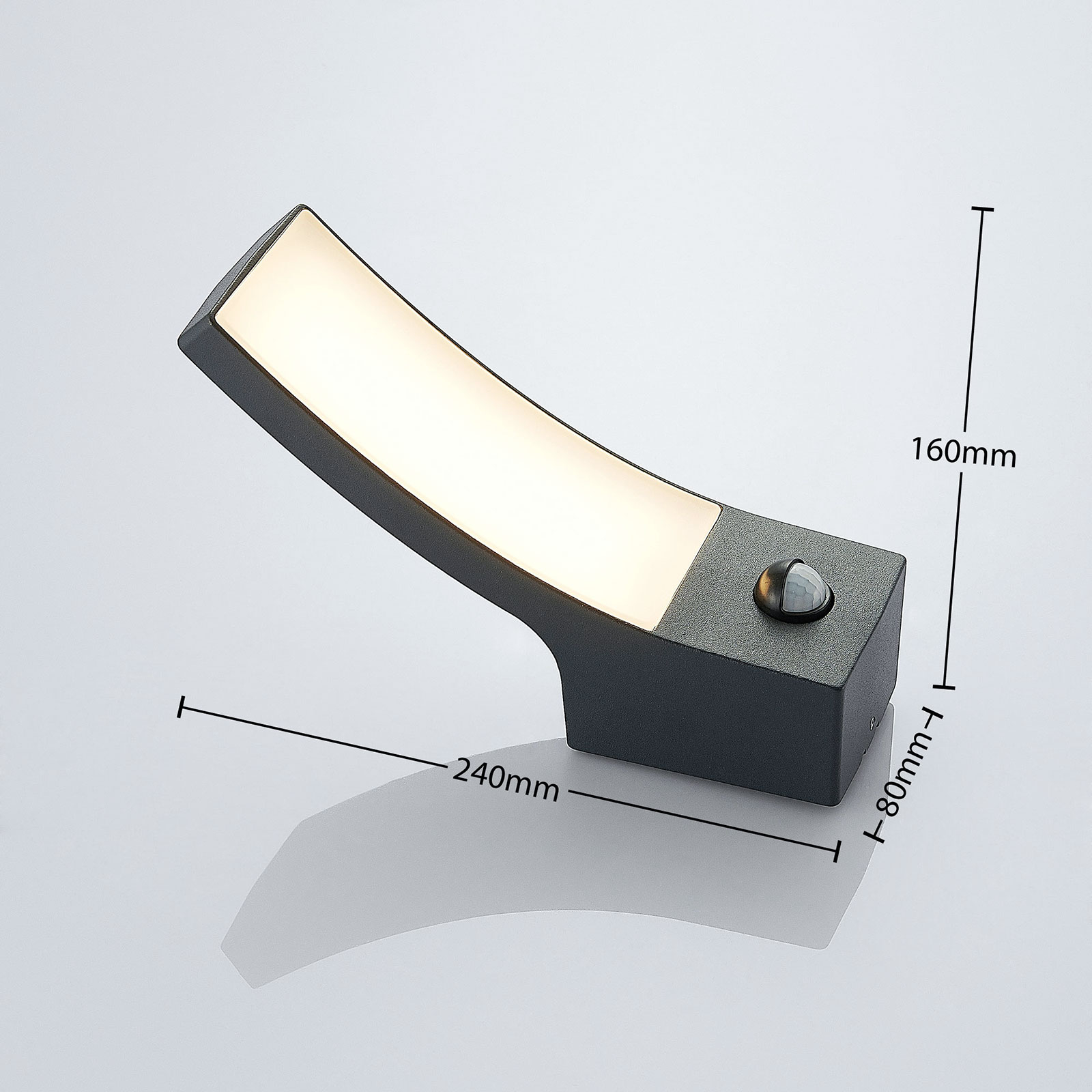 Utendørs LED-vegglampe Ilvita, antrasitt, sensor
