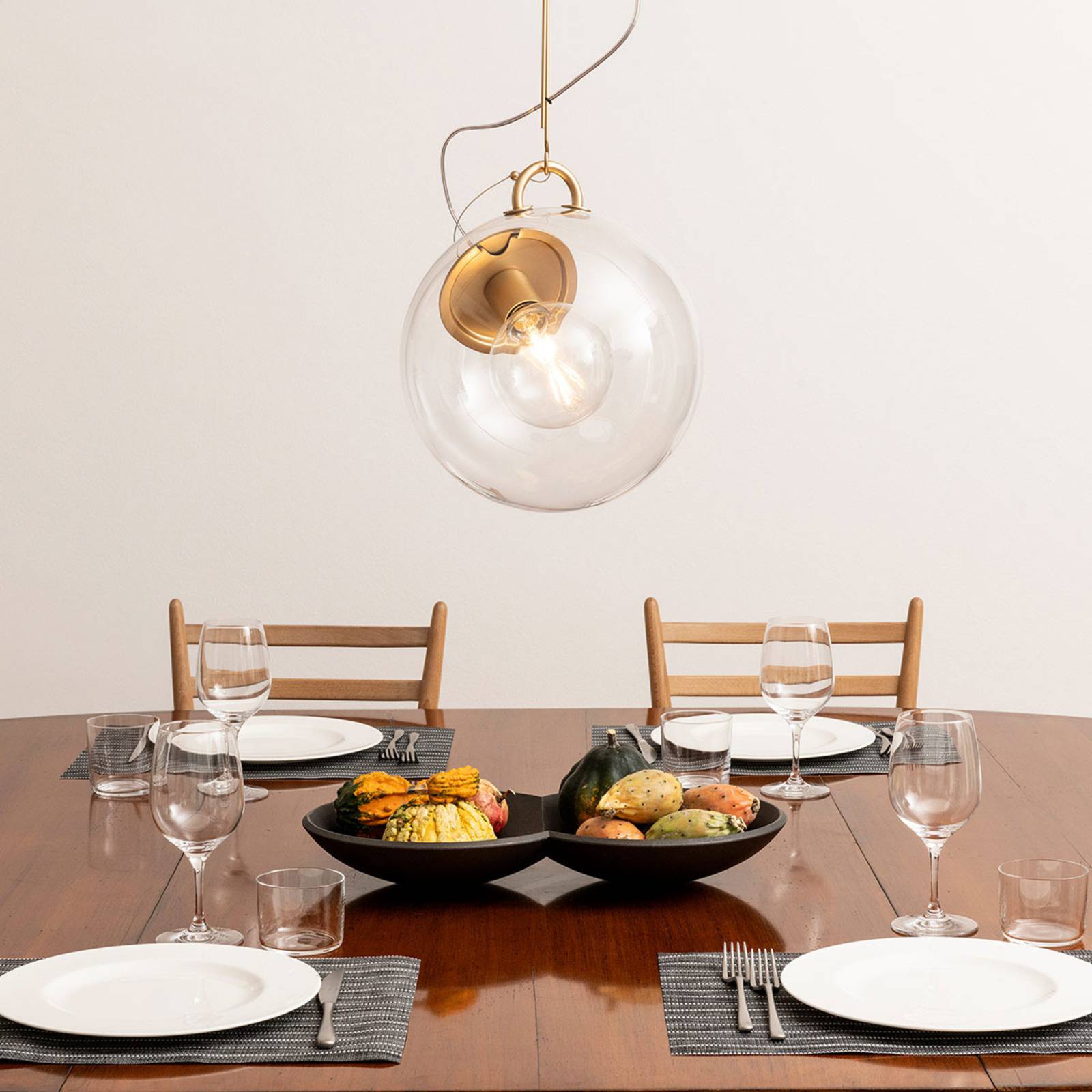 Artemide Miconos szklana lampa wisząca, mosiądz