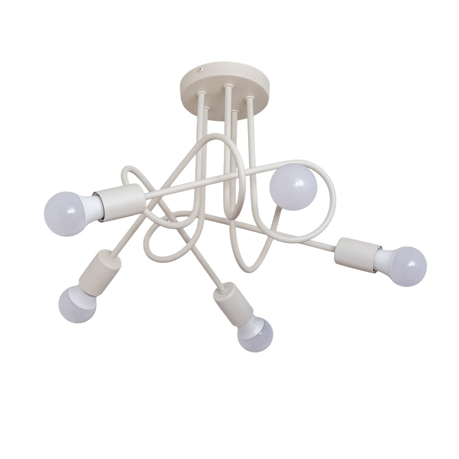 Oxford ceiling light, sand, Ø 47 cm, metal, 5-bulb, E27