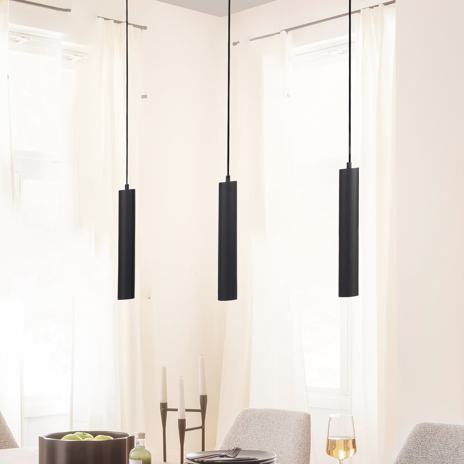 LED viseća svjetiljka DANTE, crna, 3 x GU10, duljina 90 cm, metal