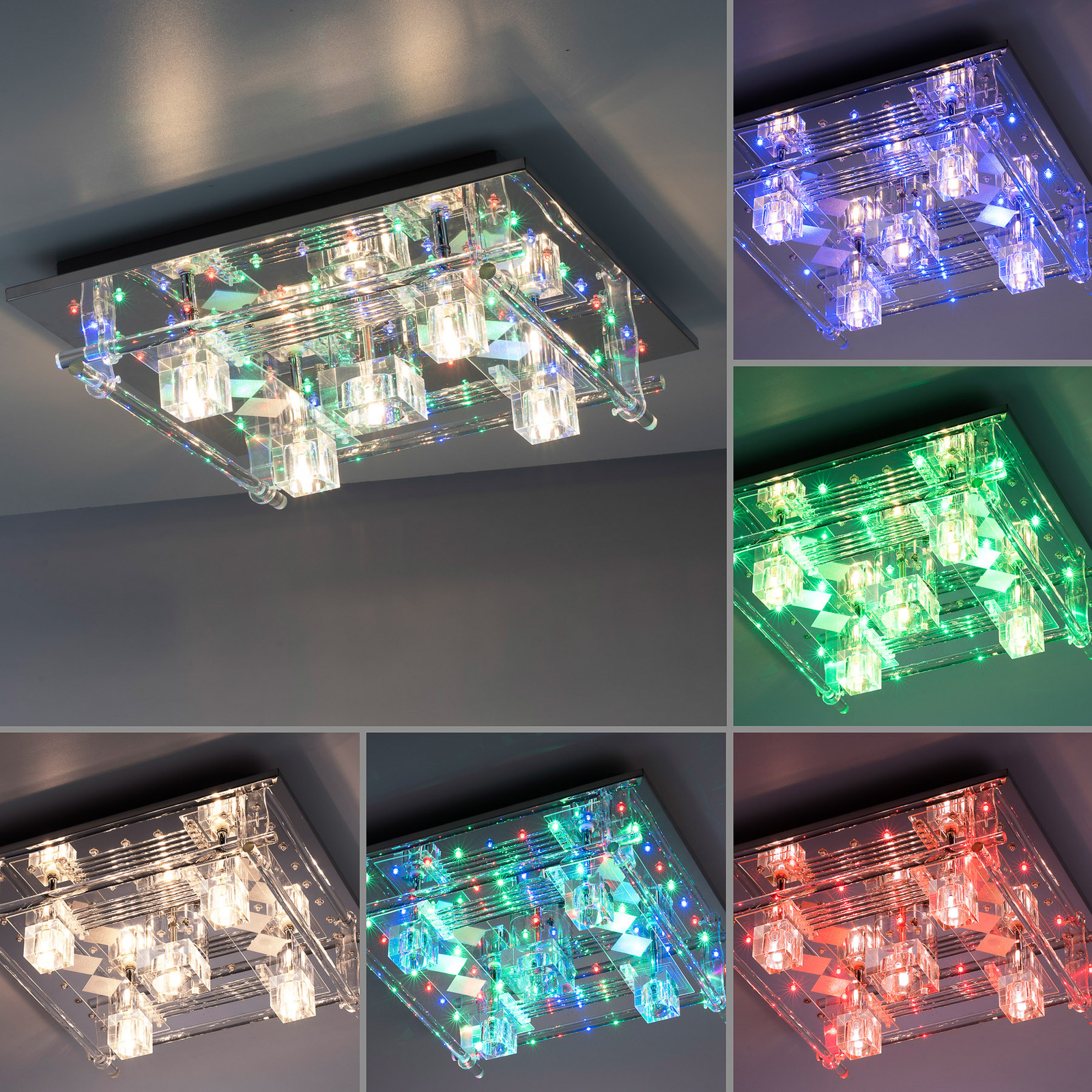 Kemal 2.0 LED ceiling light, chrome with RGB