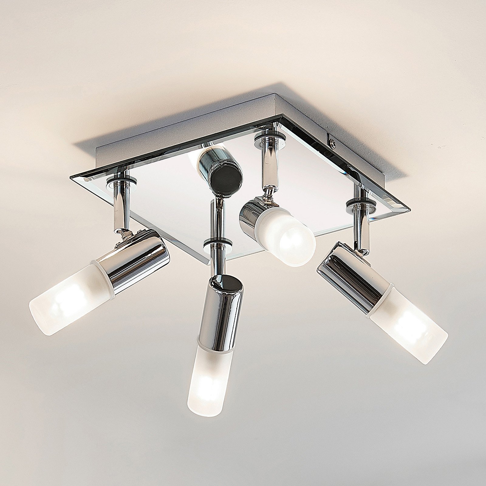 Lindby plafonieră Zela 32 cm crom 4 becuri IP44 - Baie - modern - crom alb - Metal