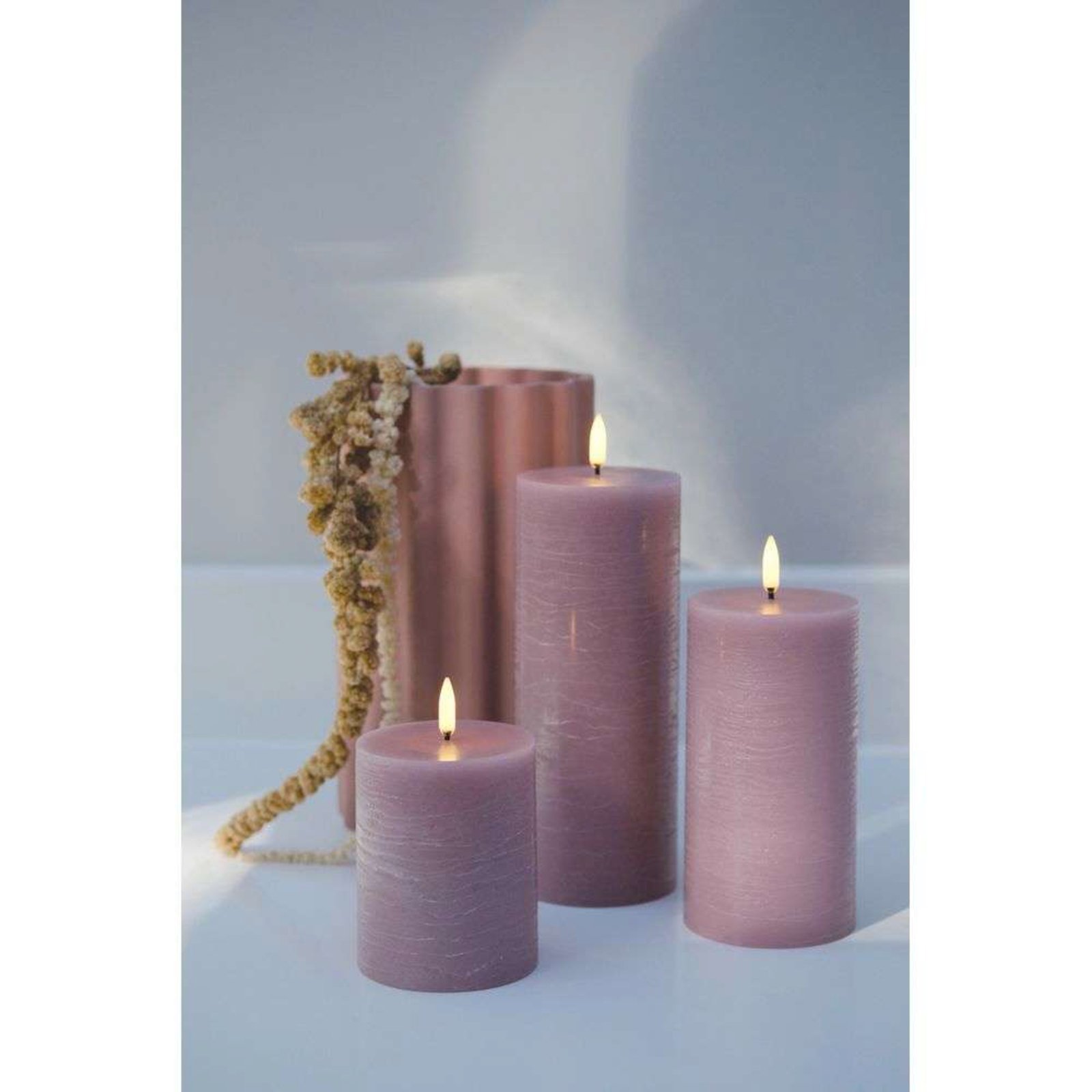 Pillar Candle LED 7,8 x 20,3 cm Rustic Dusty Rose - Uyuni Lighting