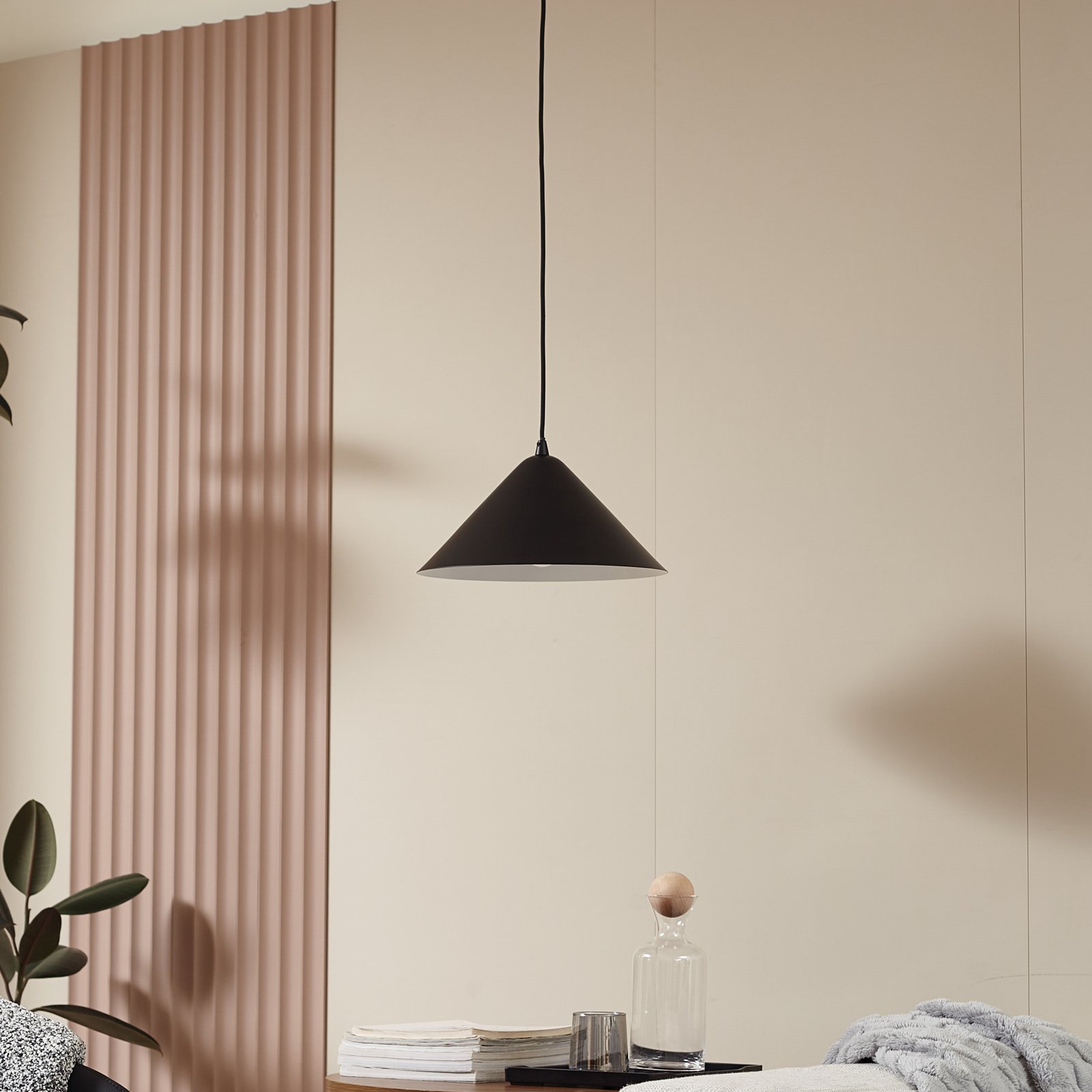 Clarine Hängeleuchte Ø 32 cm schwarz/weiß - Lindby Clarine Hängeleuchte Ø 32 cm schwarz/weiß - Lindby