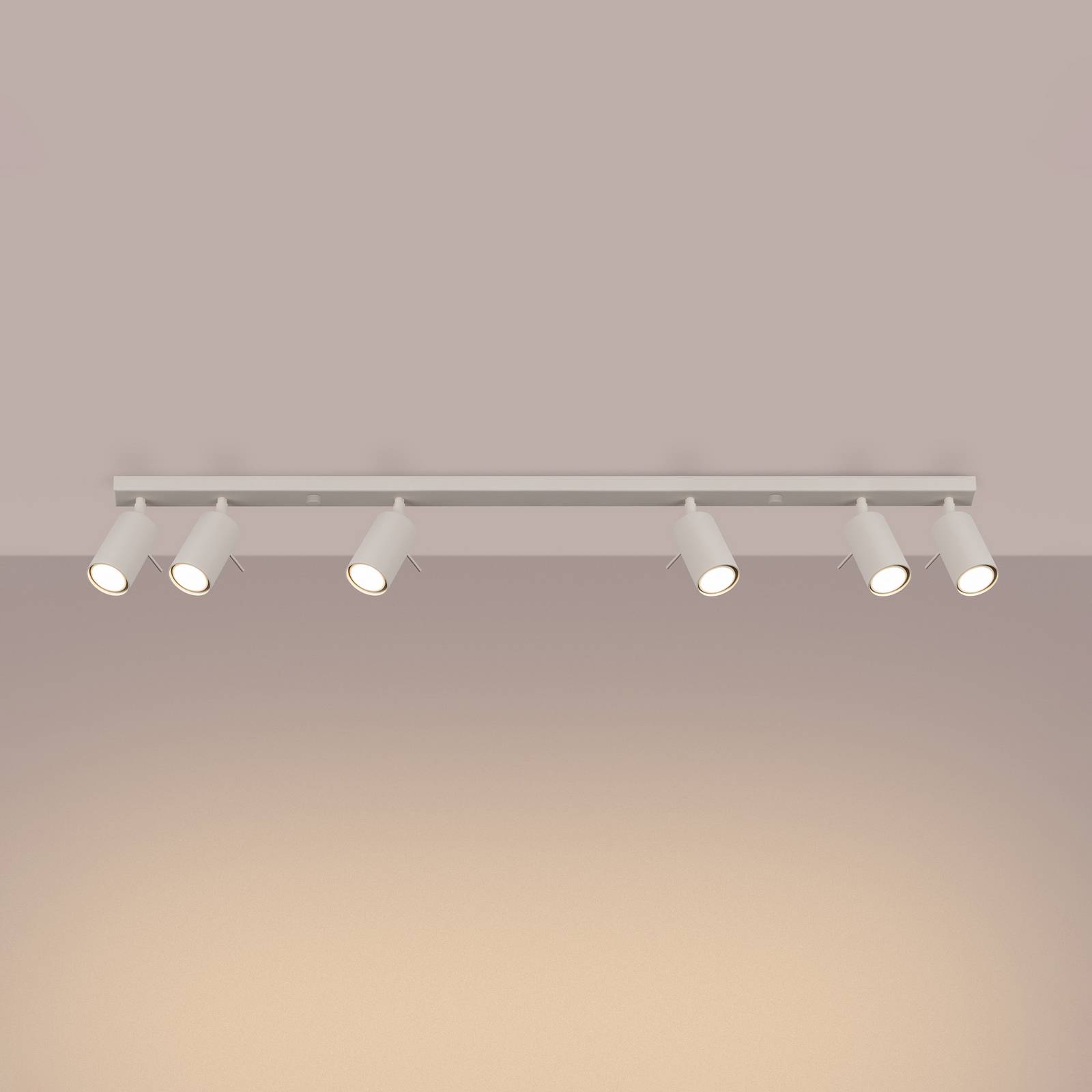Deckenstrahler Ring, beige, Länge 117 cm, Stahl, 6-flg. günstig online kaufen