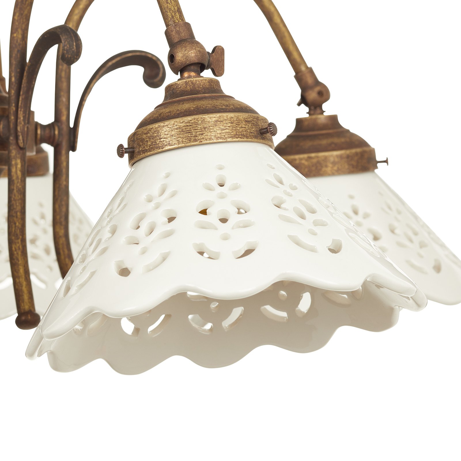 Semino hanging light, ceramic lampshades, 5-bulb