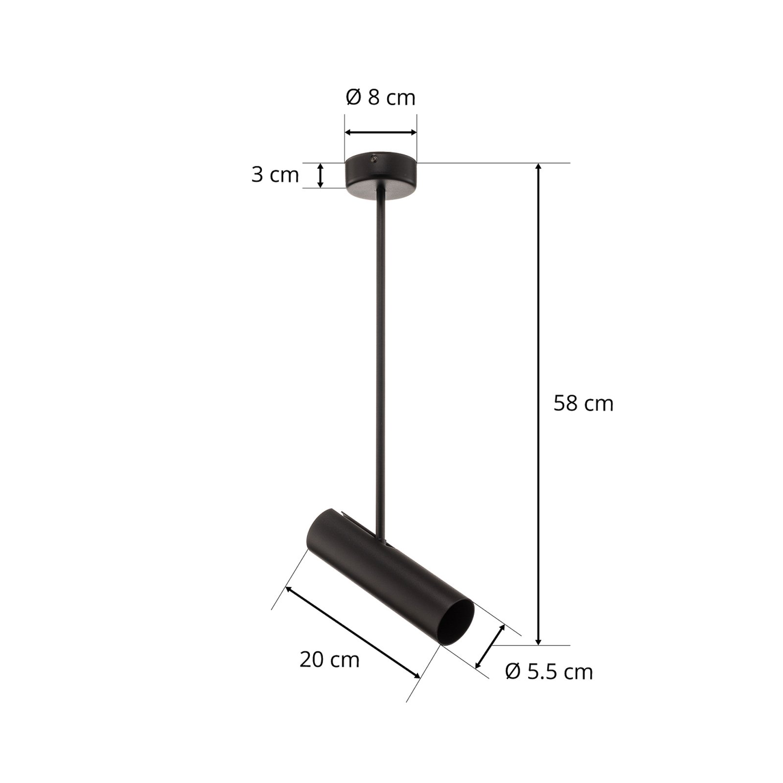 Eye Super kattokohdevalaisin, korkeus 58 cm, musta