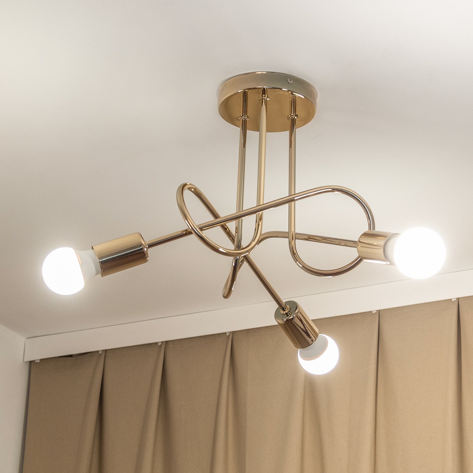 Plafonnier Oxford, doré, à 3 lampes, Ø 44 cm, métal