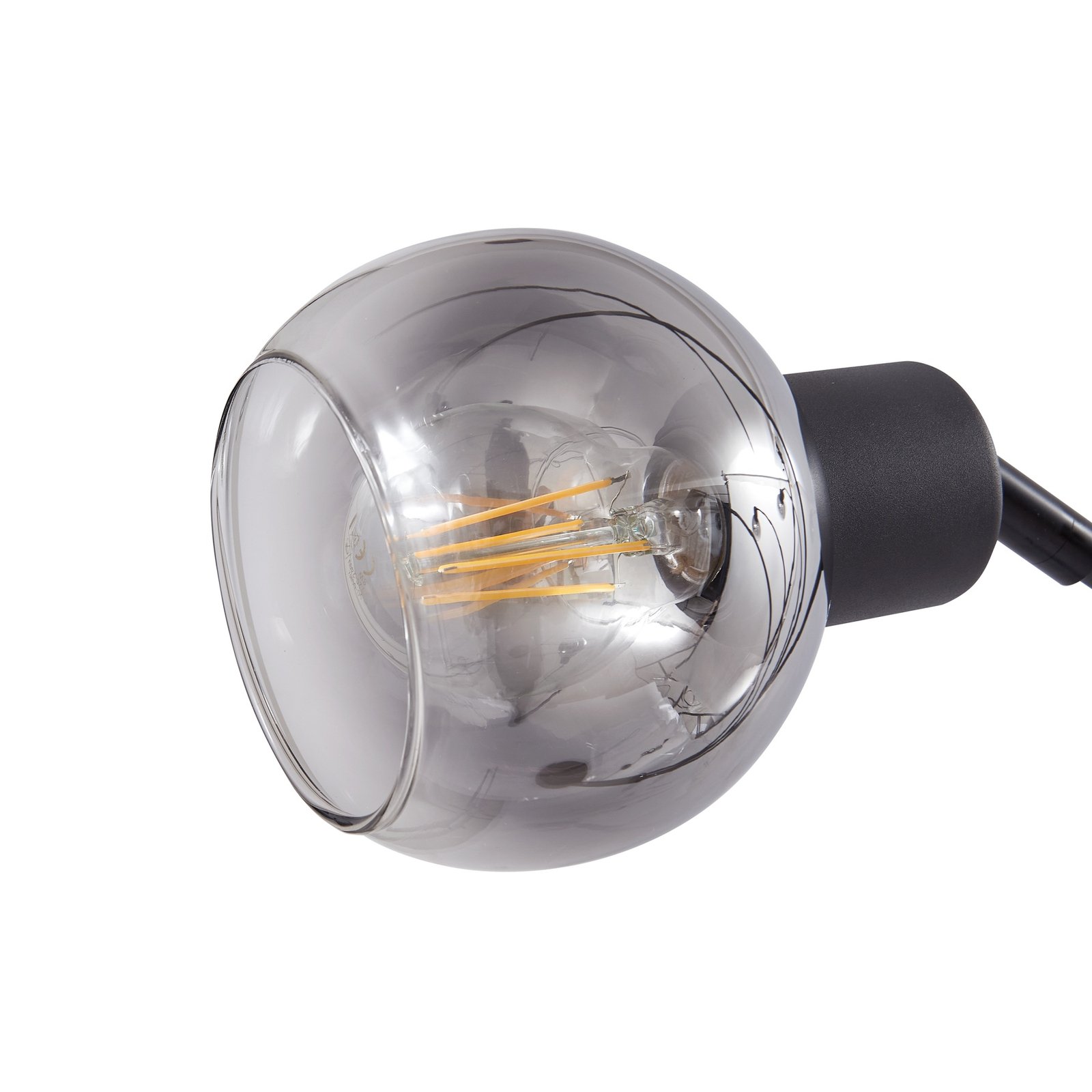 Lindby lampe sur pied Braccio, gris/noir, verre, à 5 lampes