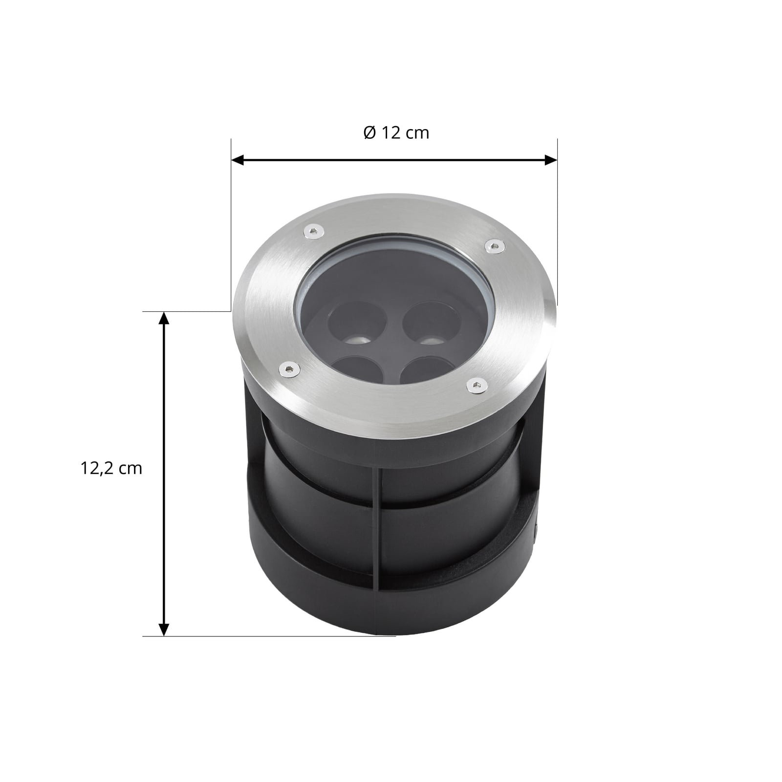 Spot encastré au sol LED Arcchio Thentos, Ø 12 cm, 40°, nickel, IP67 Spot encastré au sol LED Arcchio Thentos, Ø 12 cm, 40°, nickel, IP67