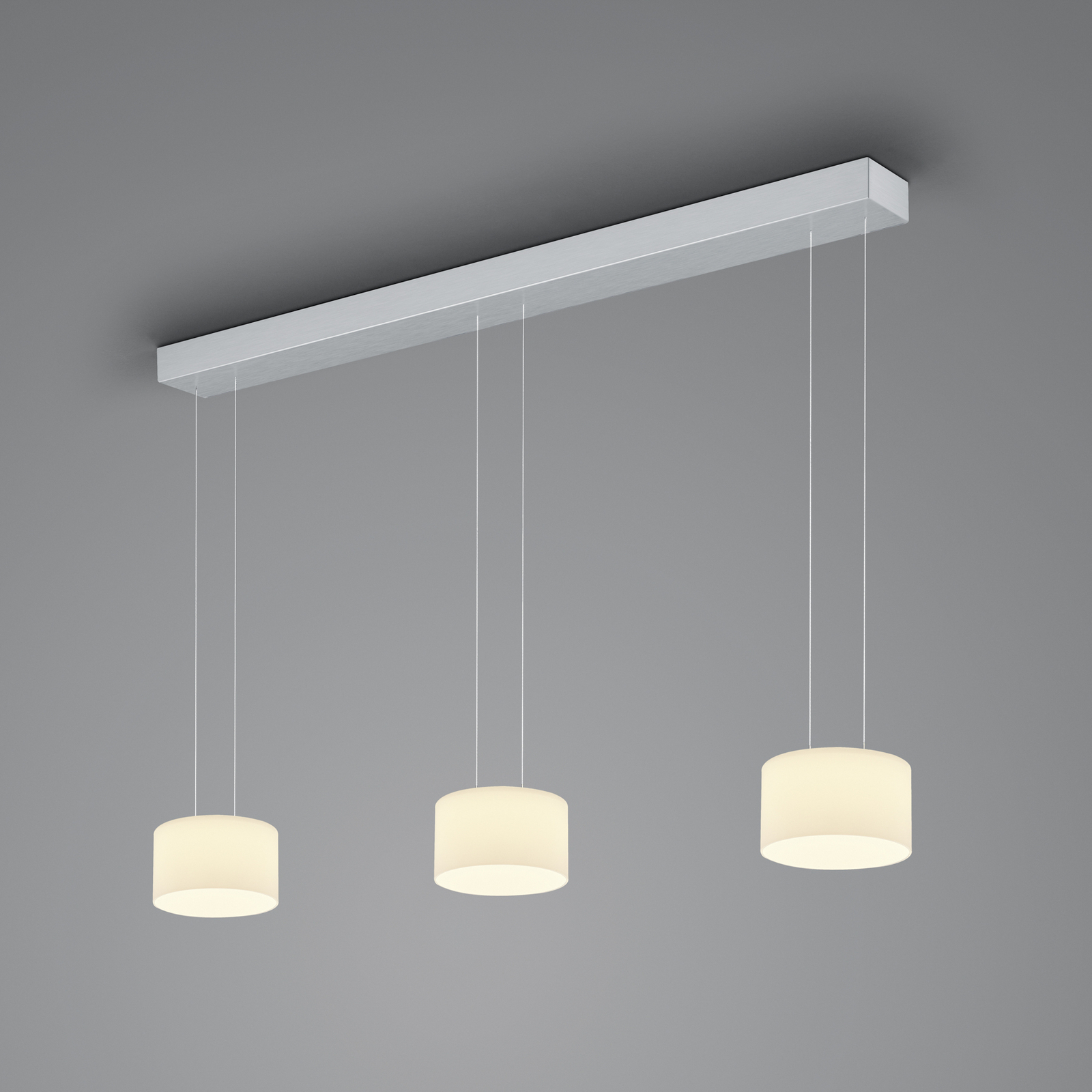 BANKAMP Grand Opal pendant, three-bulb, aluminium