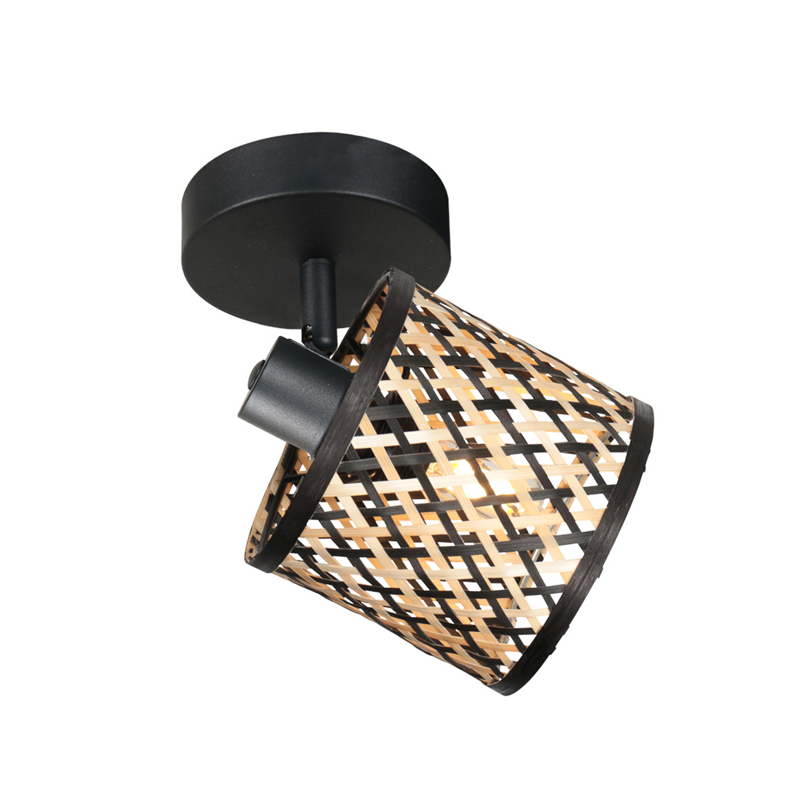 Applique murale Sumba, noire, bambou naturel/noir, E14