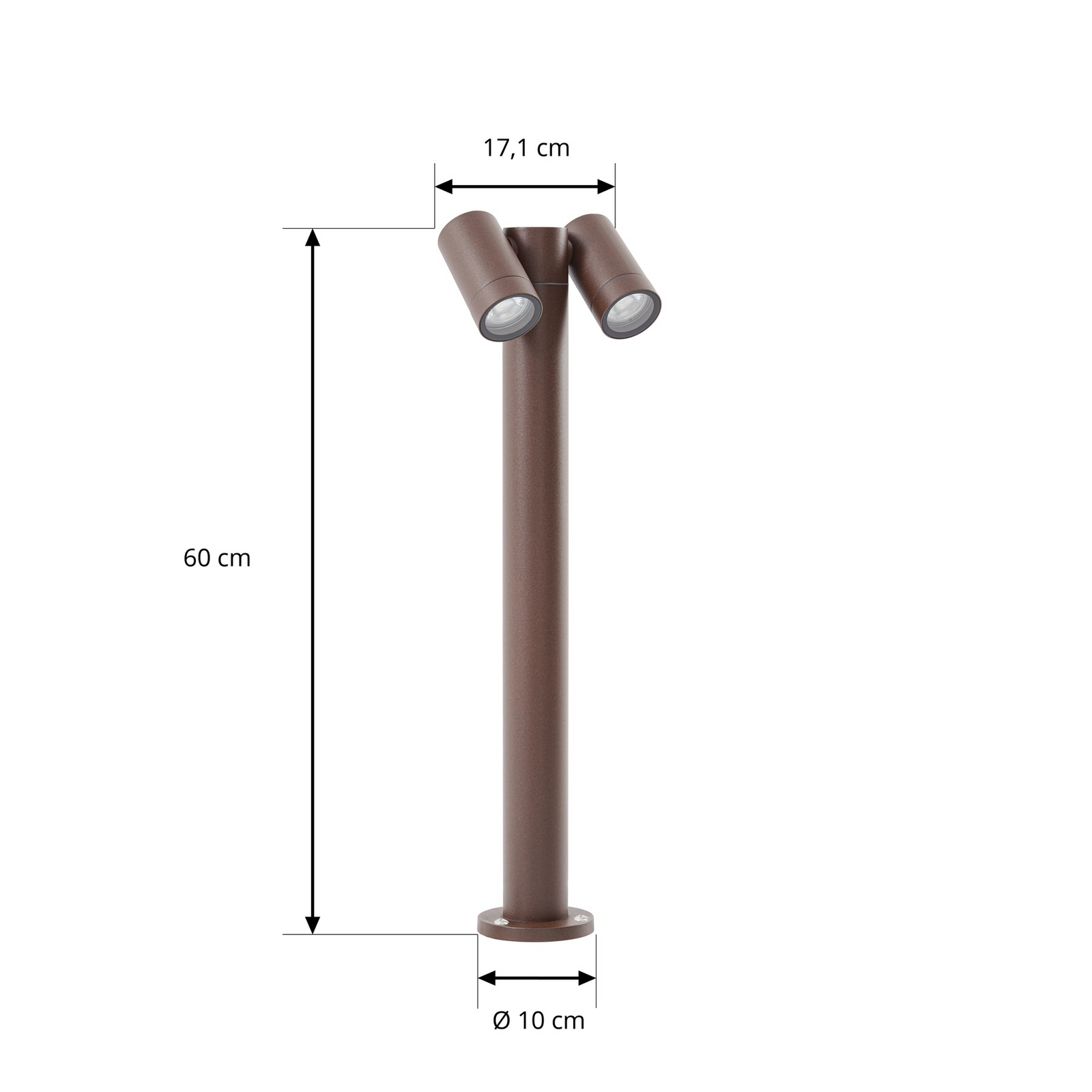 PRIOS takų šviestuvas „Tulimar“, 2 lempų, 60 cm, rudojo metalo spalvos, IP65 PRIOS takų šviestuvas „Tulimar“, 2 lempų, 60 cm, rudojo metalo spalvos, IP65
