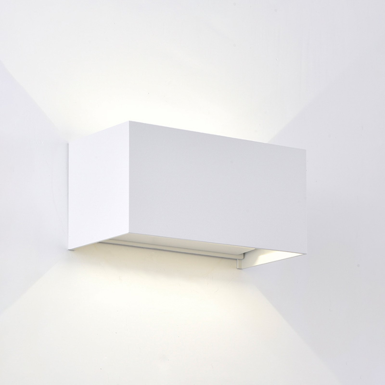 Applique da esterno Davos a LED, doppia, bianca, dimmerabile, alluminio