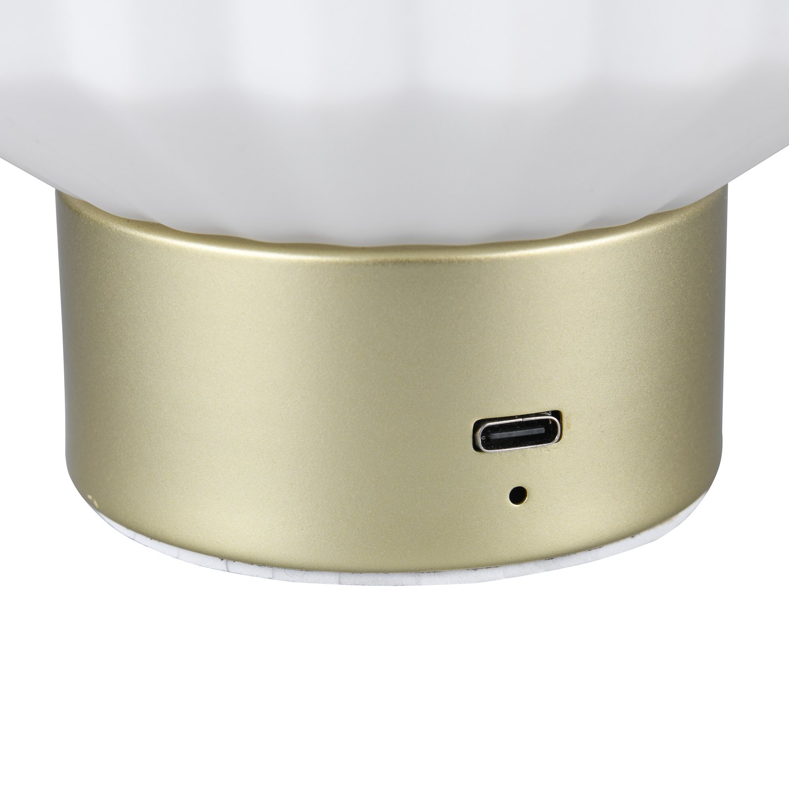 Lord LED újratölthető asztali lámpa, sárgaréz/opál, magasság 19,5 cm, üveg