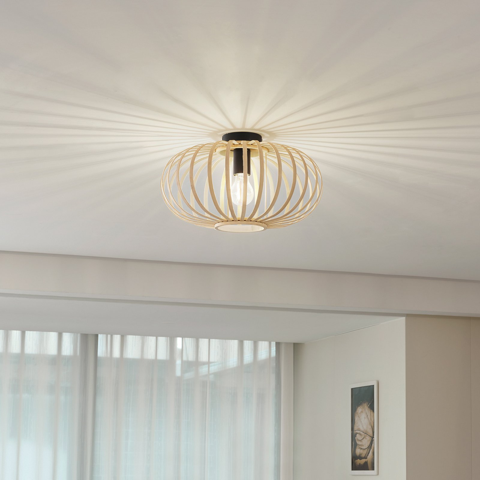 Lielle Loftlampe Ø40 Bambus - Lindby