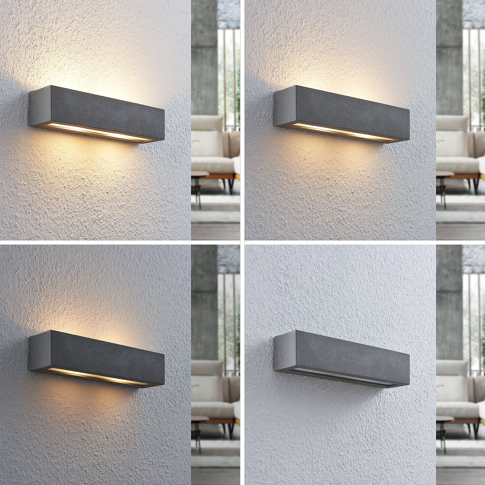 Nellie LED Wandleuchte L35,3 Concrete - Lindby