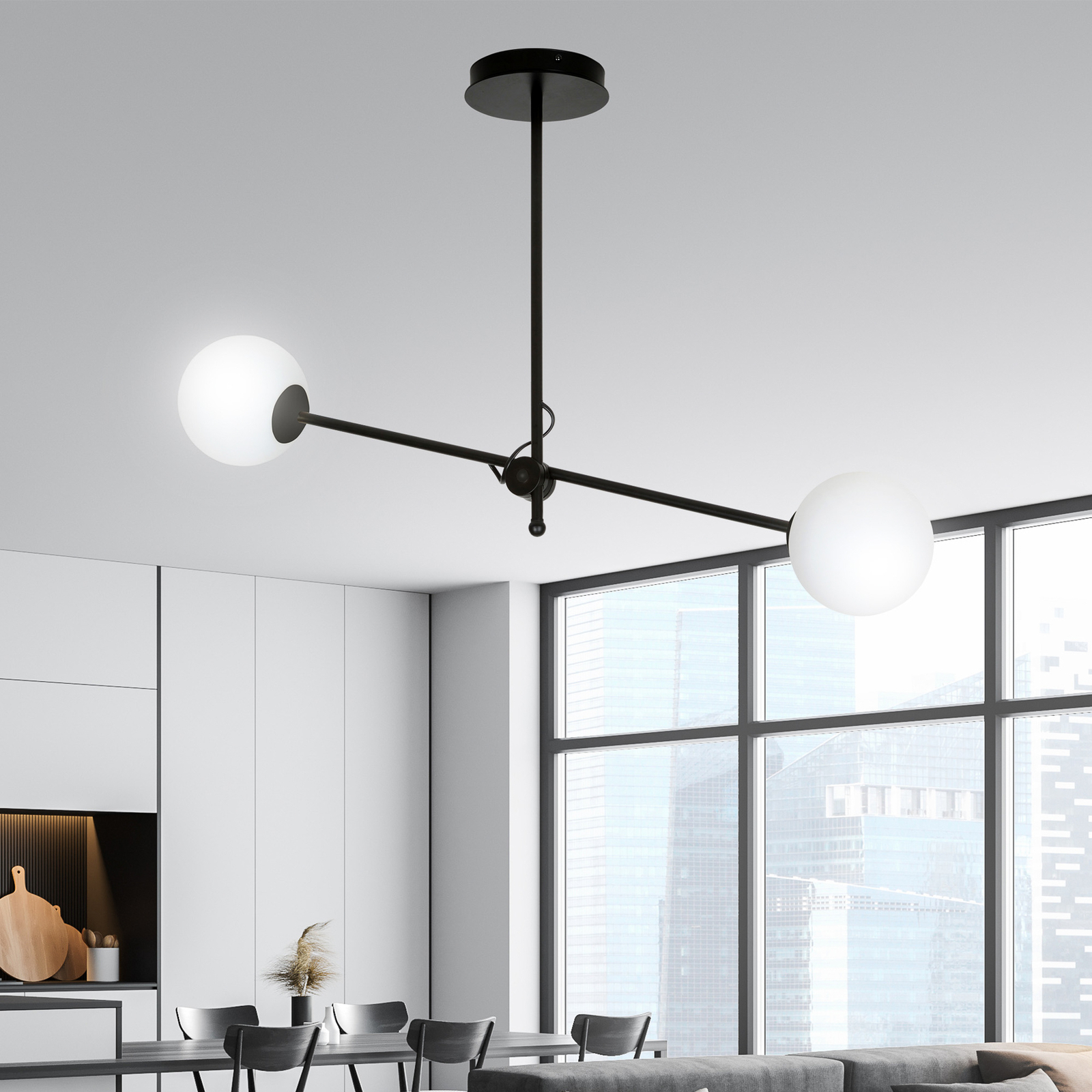 Deckenlampe Kabo, schwarz, zweiflammig