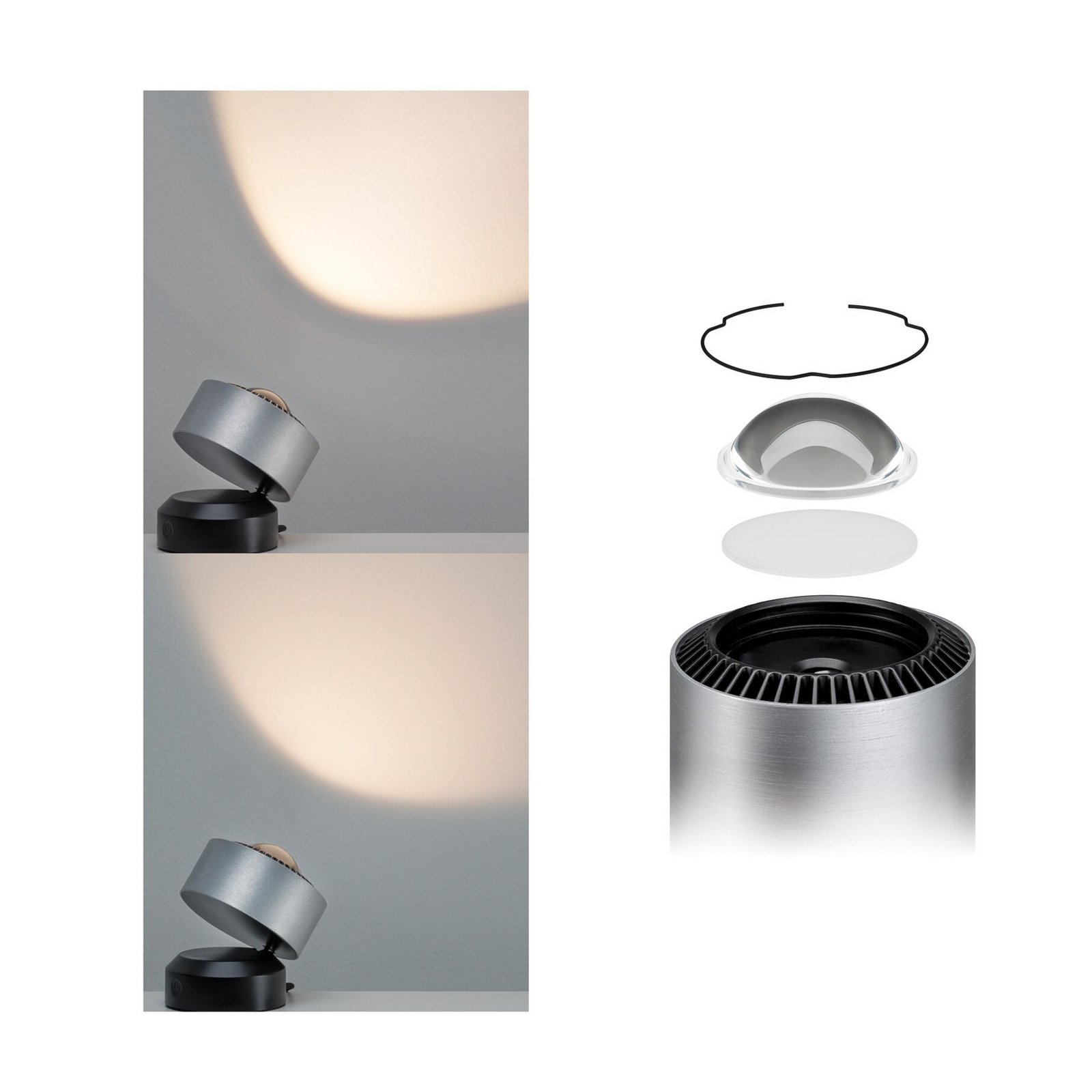 lampe à poser Aldan à intensité variable Noir/aluminium brossé - Paulmann