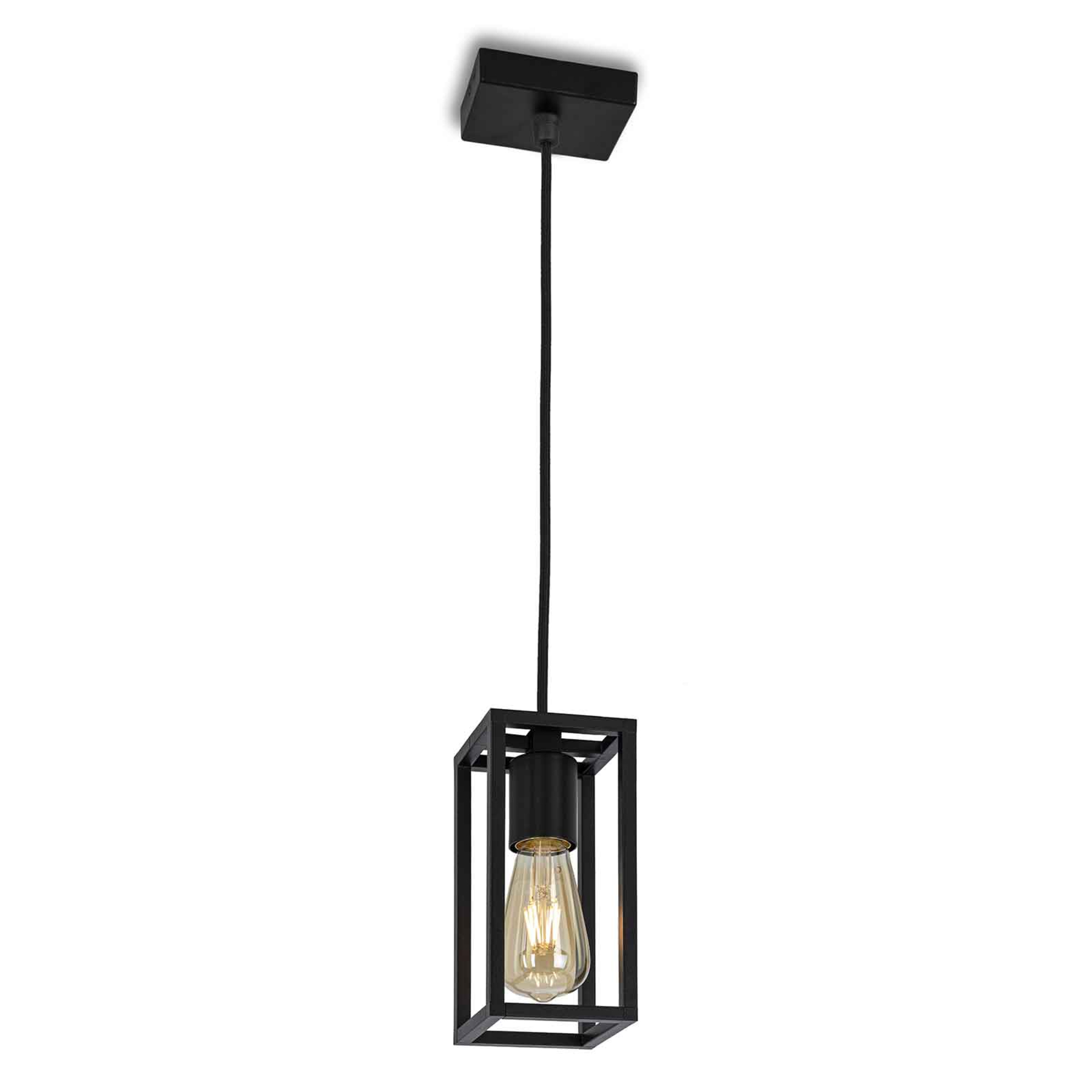 Moretti Cubic³ 3393 hanging light black, for Living / Dining Room, brass, E27, 52 W, energy efficiency: A++, L: 10 cm, W: 10 cm, H: 26 cm