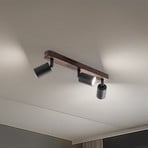Lubų šviestuvas Subrin, riešutmedžio spalvos, trijų lempų
