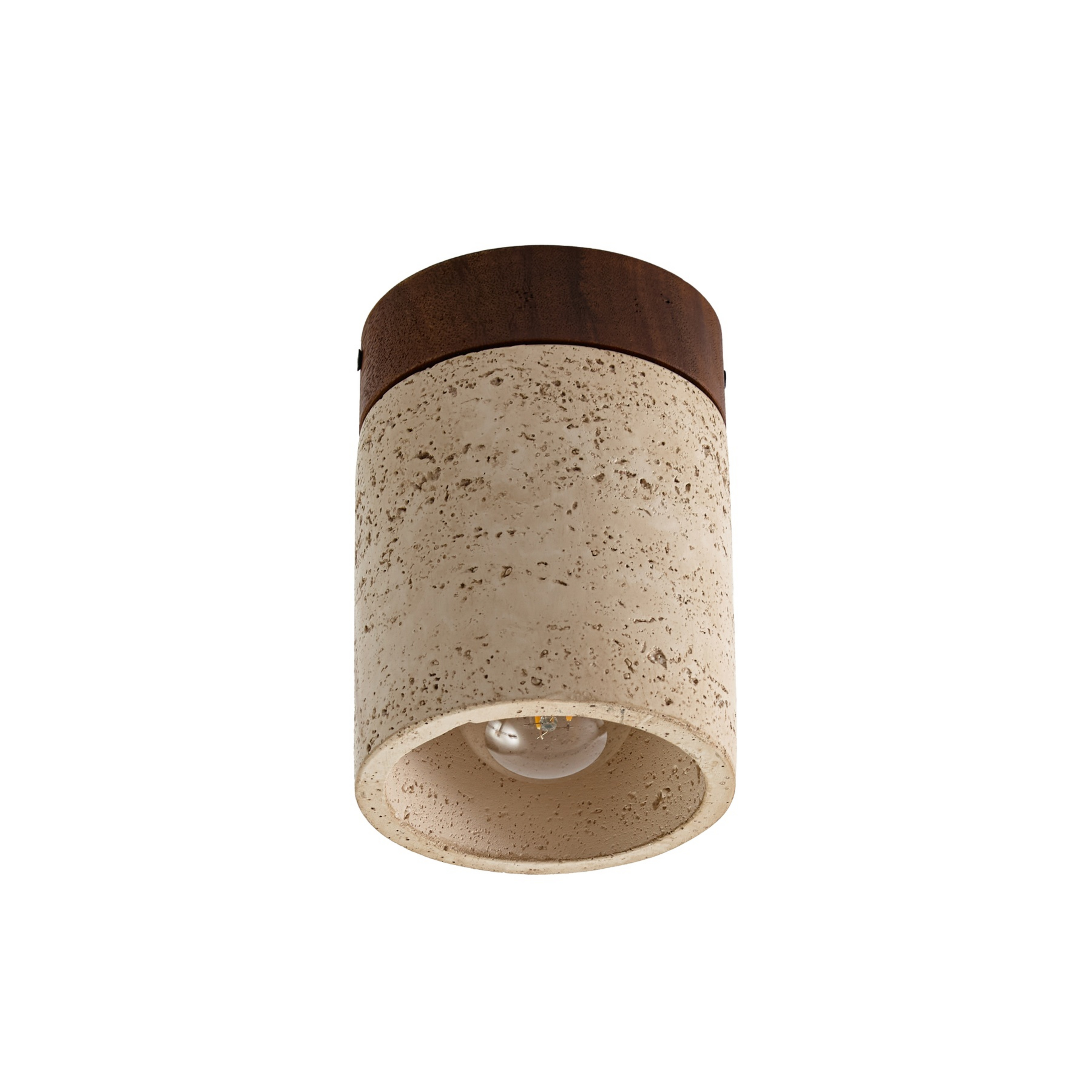 Carlotta loftlampe, beige/valnød, Ø 12 cm, træ/beton – Lucande
