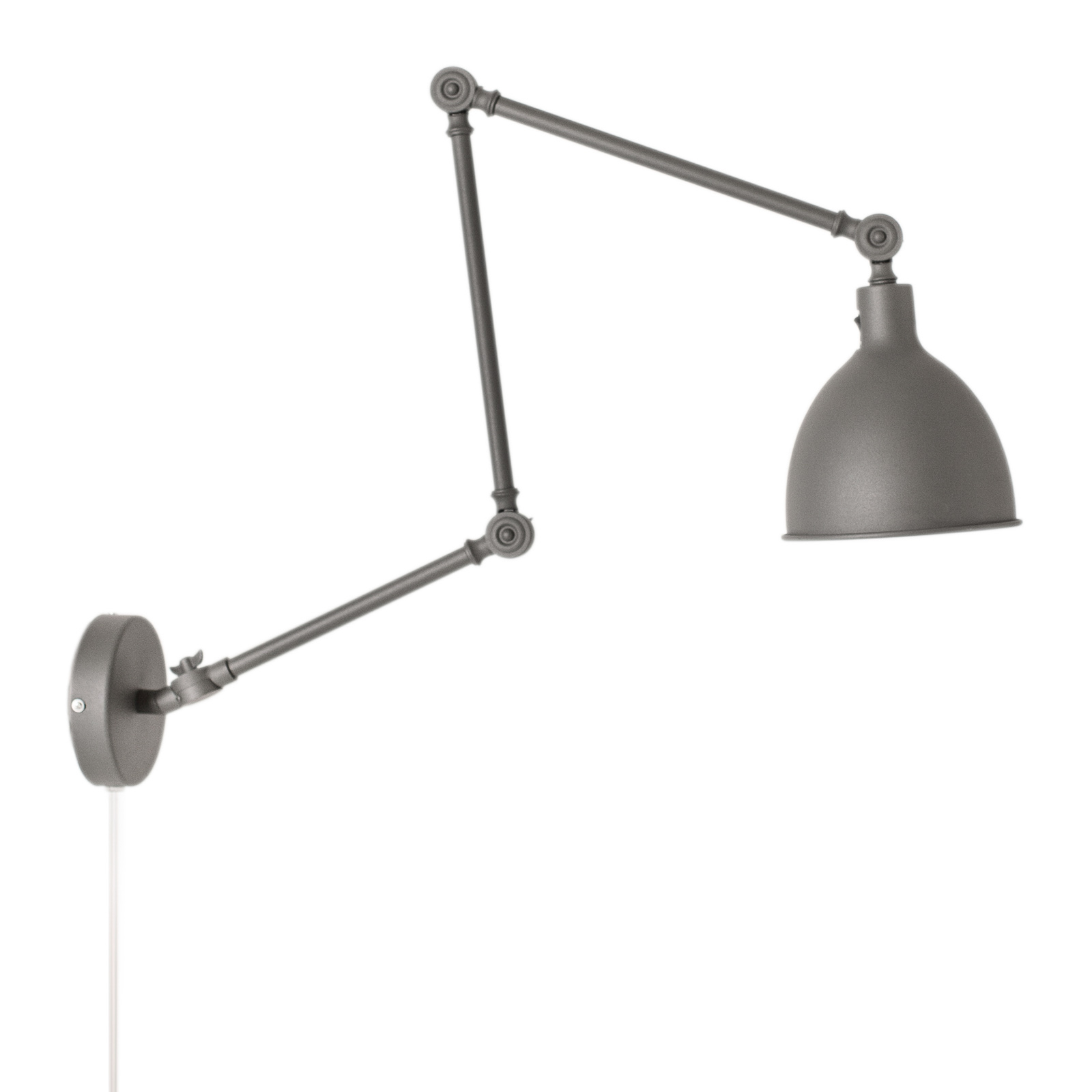 By Rydéns Bazar wall light with plug, grey, for Living / Dining Room, metal, E27, 40 W, energy efficiency: A++, W: 17 cm, H: 37.5 cm